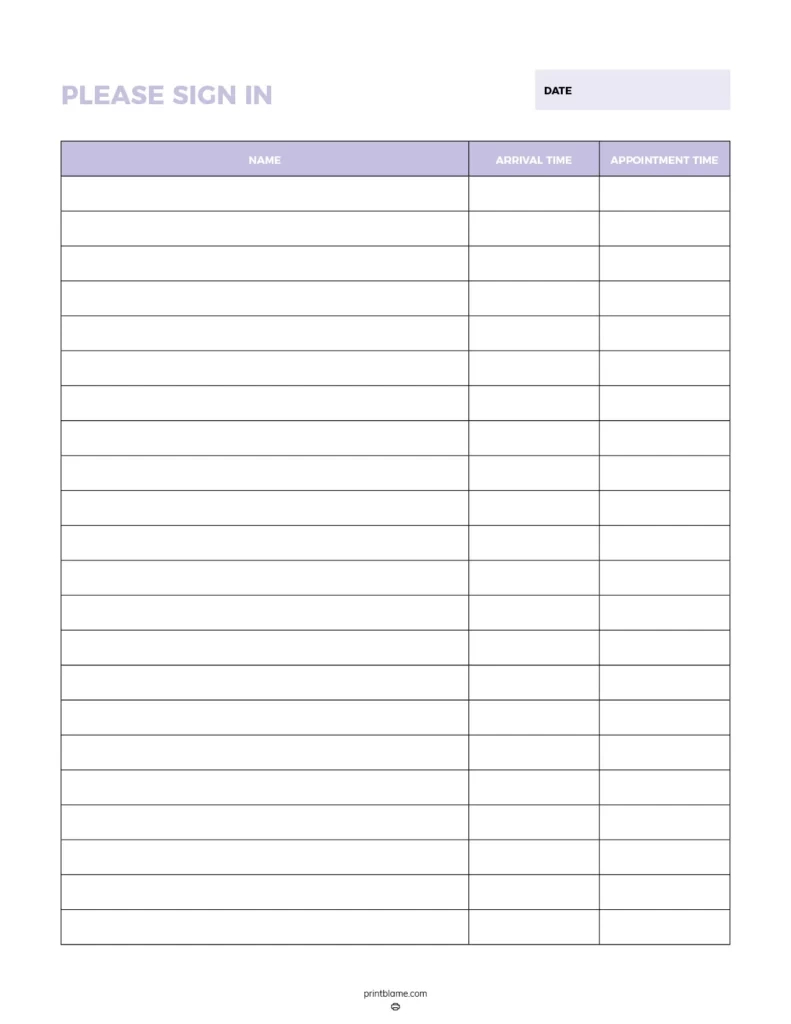 Free Printable Sign In Sheets - 24 Sign In Sheet Pdfs with Free Printable Sign in Sheets Templates
