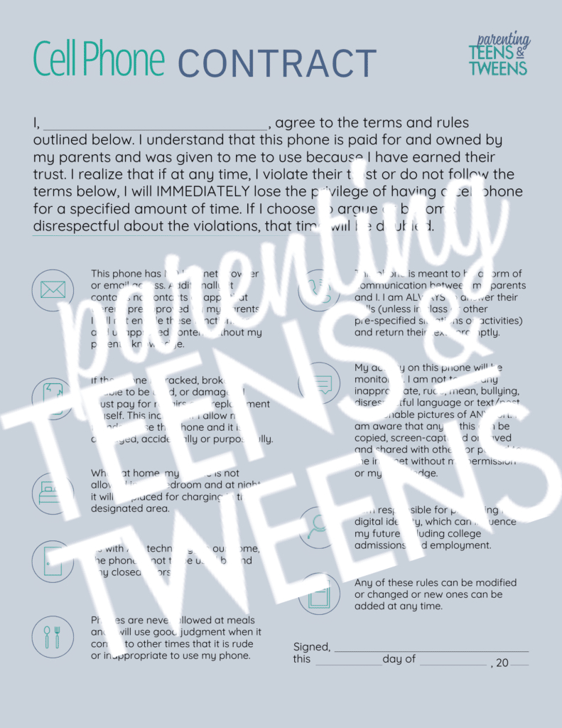Free Printable Teen Cell Phone Contract - Parentingteensandtweens throughout Free Printable Child Cell Phone Contract