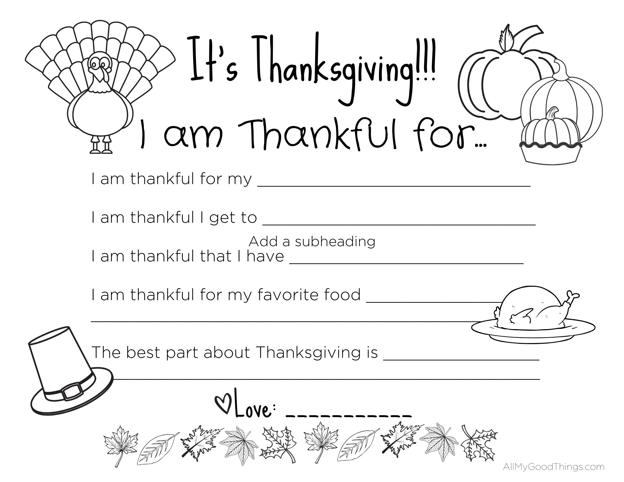 Free Printable Thanksgiving Placemats For The Kids - All My Good throughout Free Thanksgiving Printables For Kids