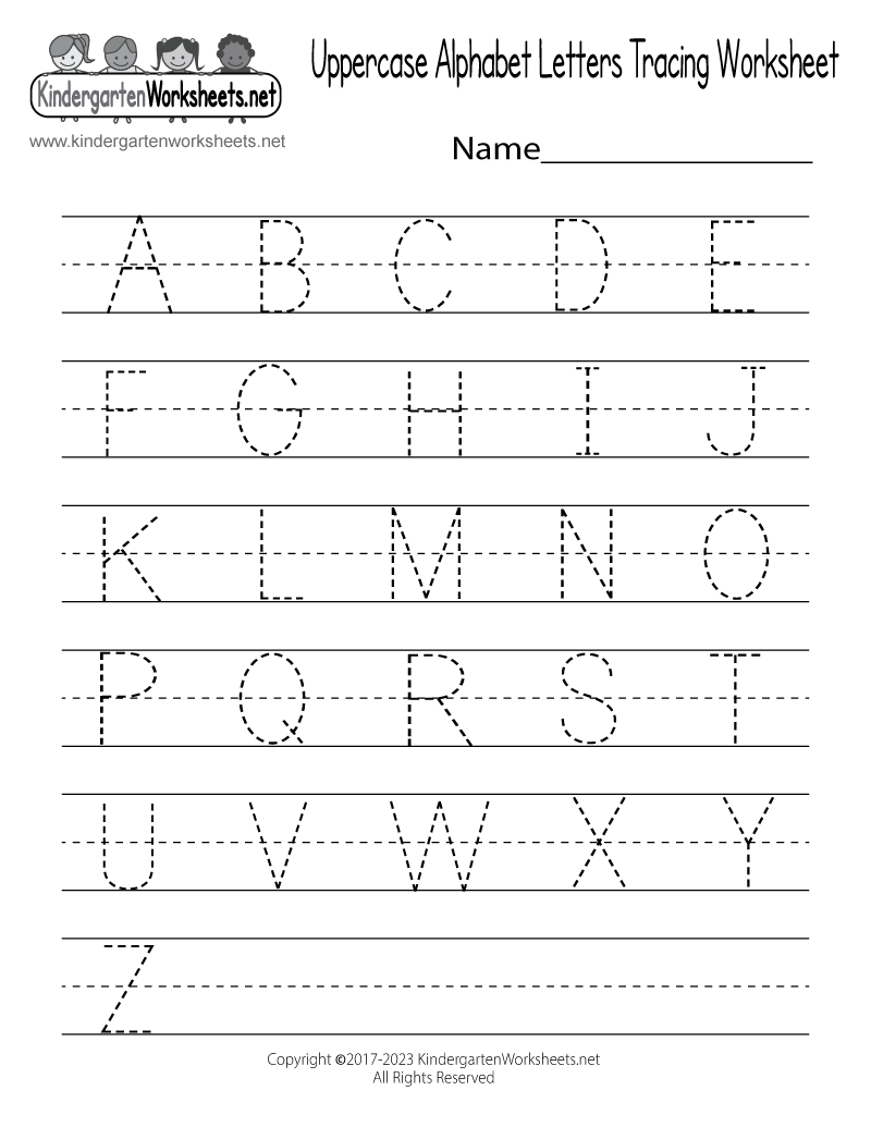 Free Printable Uppercase Alphabet Letters Tracing Worksheet inside Free Printable Tracing Worksheets For Preschool