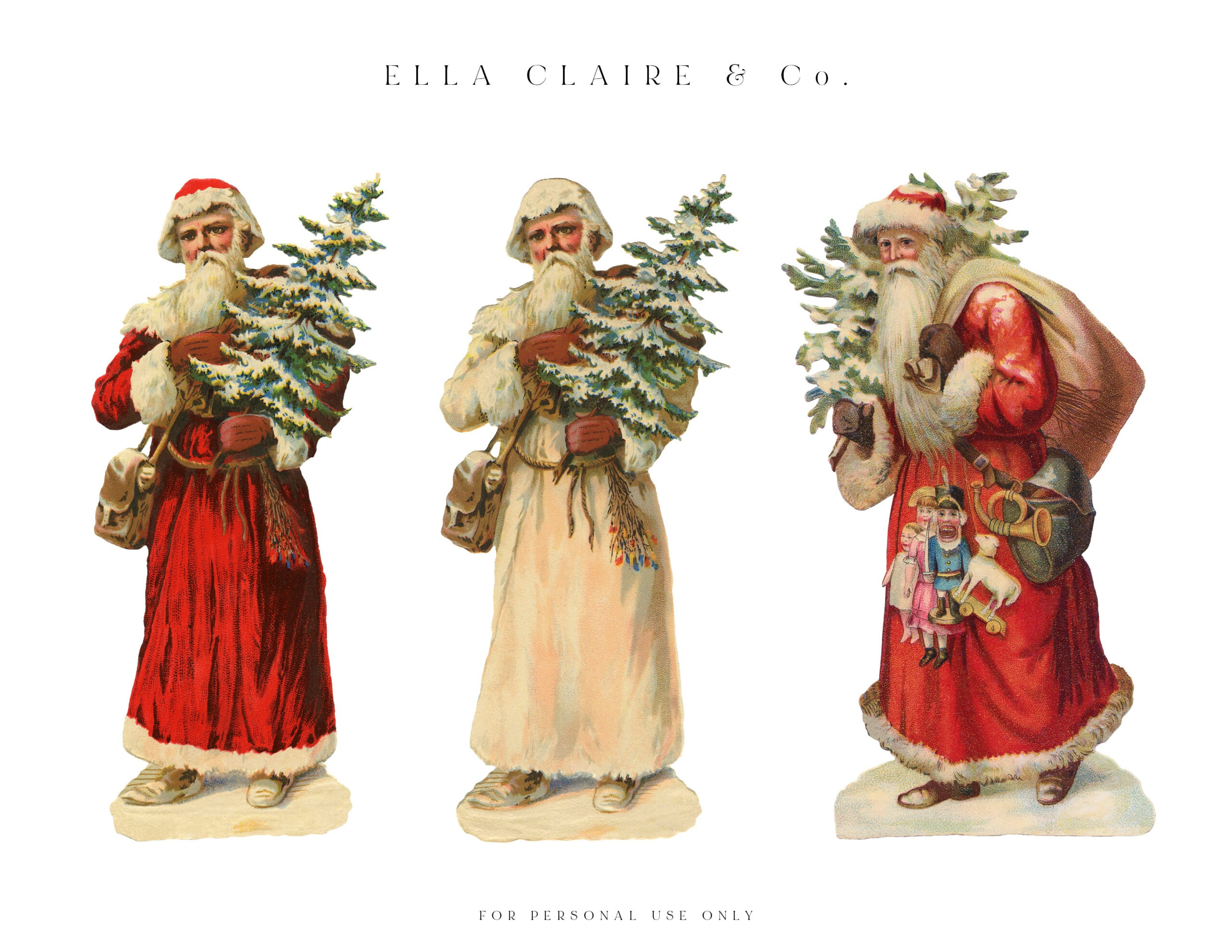 Free Printable Vintage Santas - Ella Claire & Co. in Free Printable Vintage Christmas Images