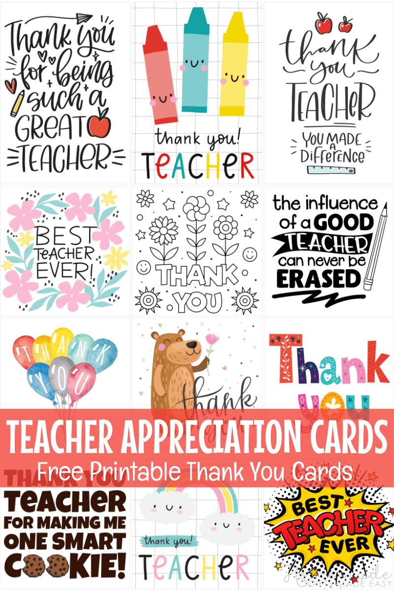 Free Teacher Appreciation Cards & Thank You Cards For Teachers 2025 in Teacher Appreciation Week Printable Cards