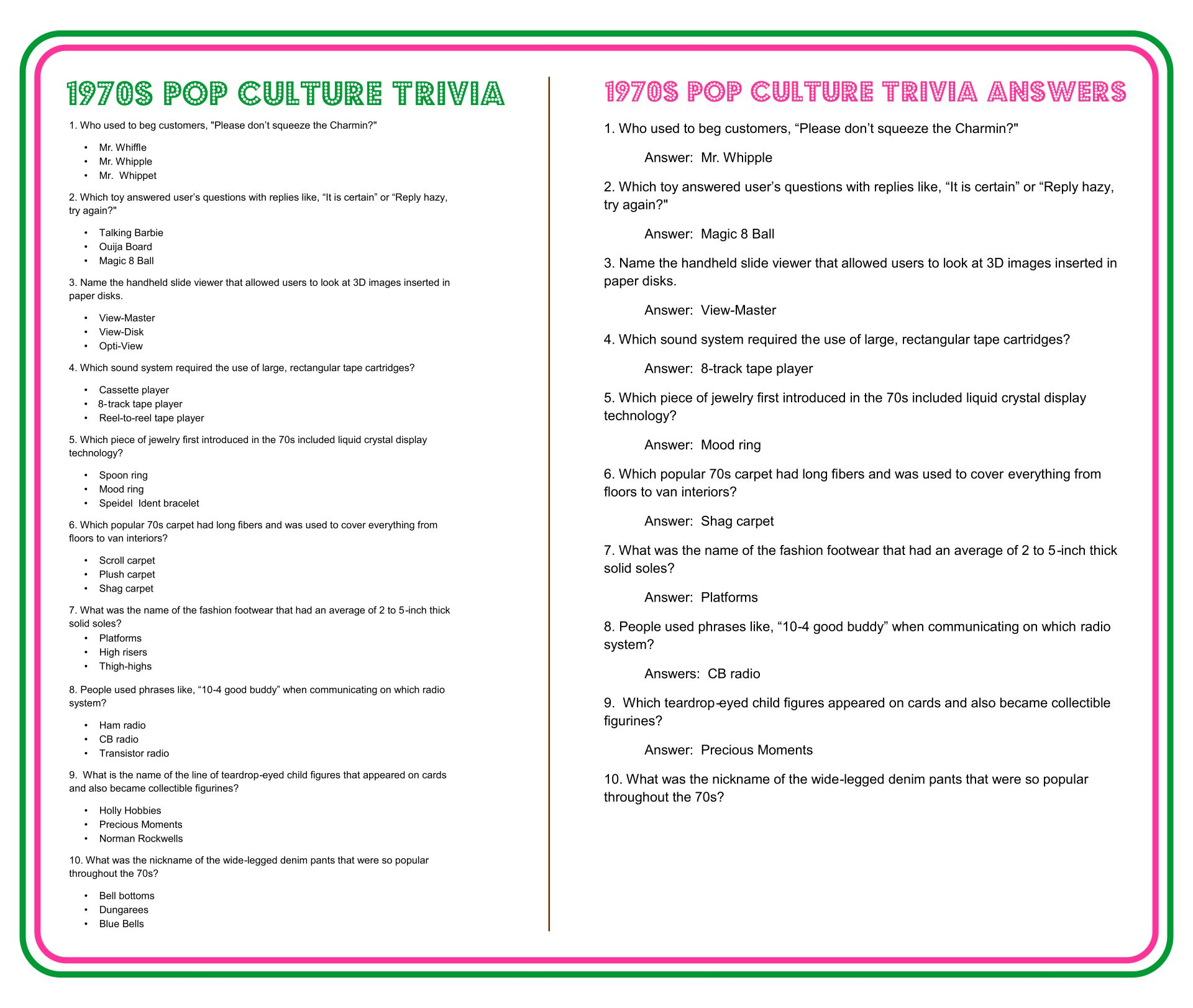 Fun Trivia - 10 Free Pdf Printables | Printablee - Worksheets Library intended for Printable Quiz Questions and Answers