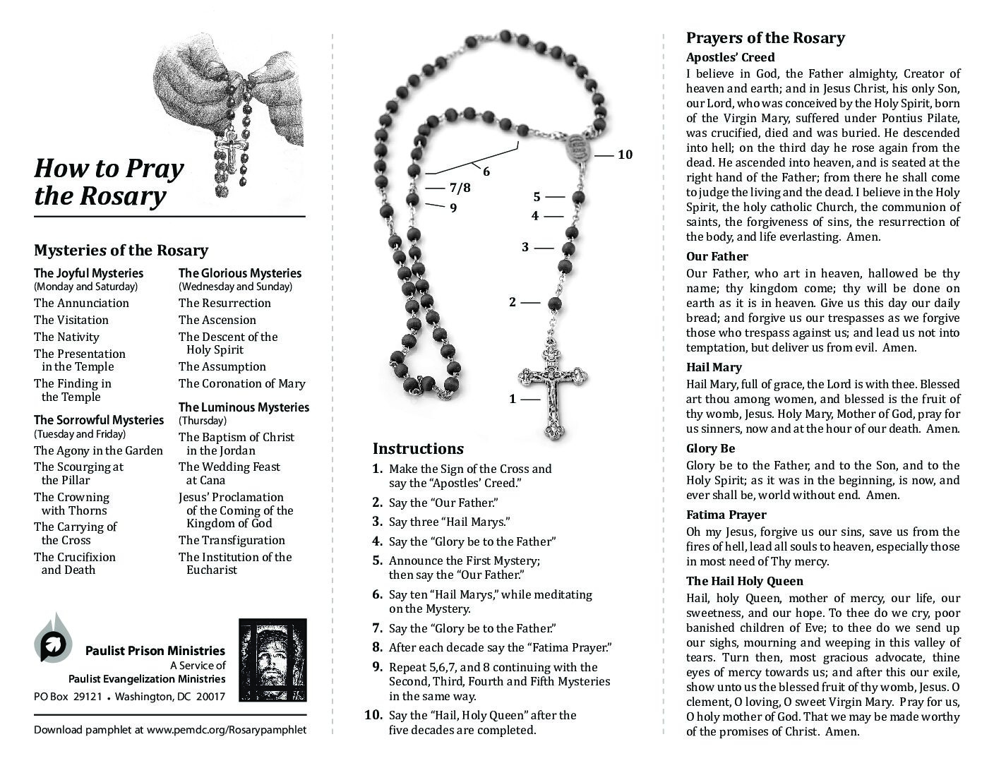 Gift Card Booklet 50 Pcs How To Pray The Rosary Prayer Cards in How To Pray The Rosary Printable