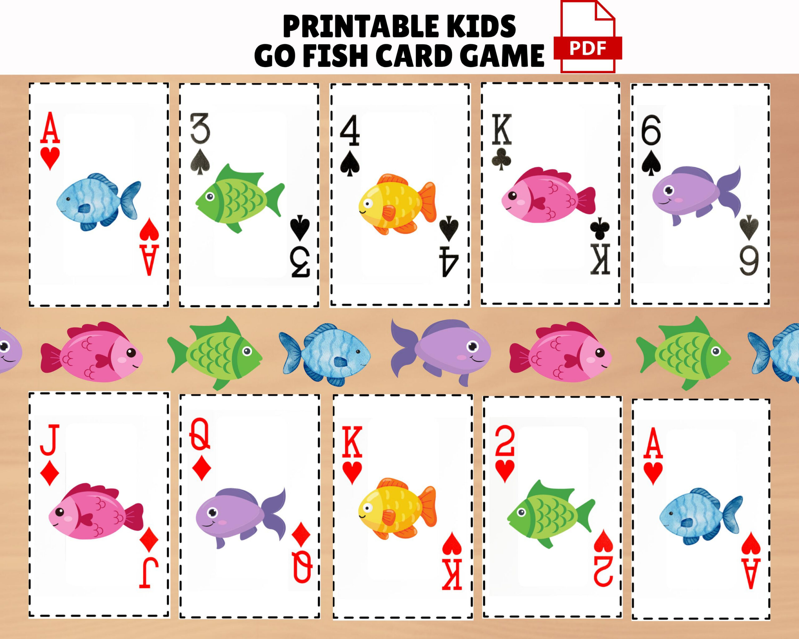 Go Fish Printable Card Game: Fun Family Or Travel Activity (Pdf regarding Printable Go Fish Card Game