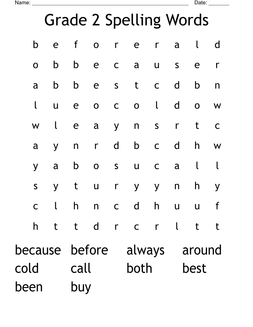Grade 2 Spelling Words Word Search - Wordmint pertaining to 2Nd Grade Word Search Printable Free