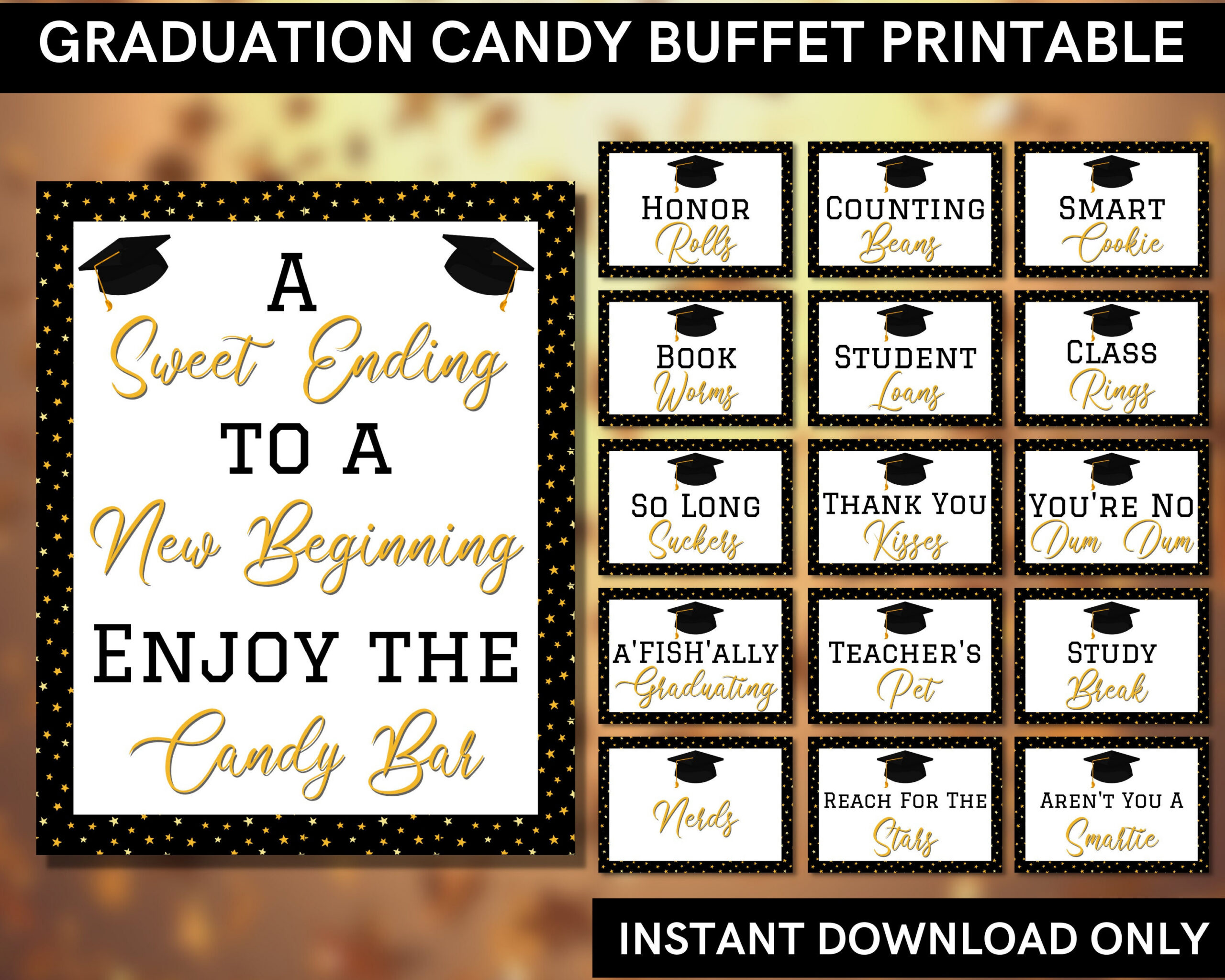 Graduation Candy Buffet Schilder: Party Geschenk Tischdeko within Free Printable Graduation Candy Buffet Signs