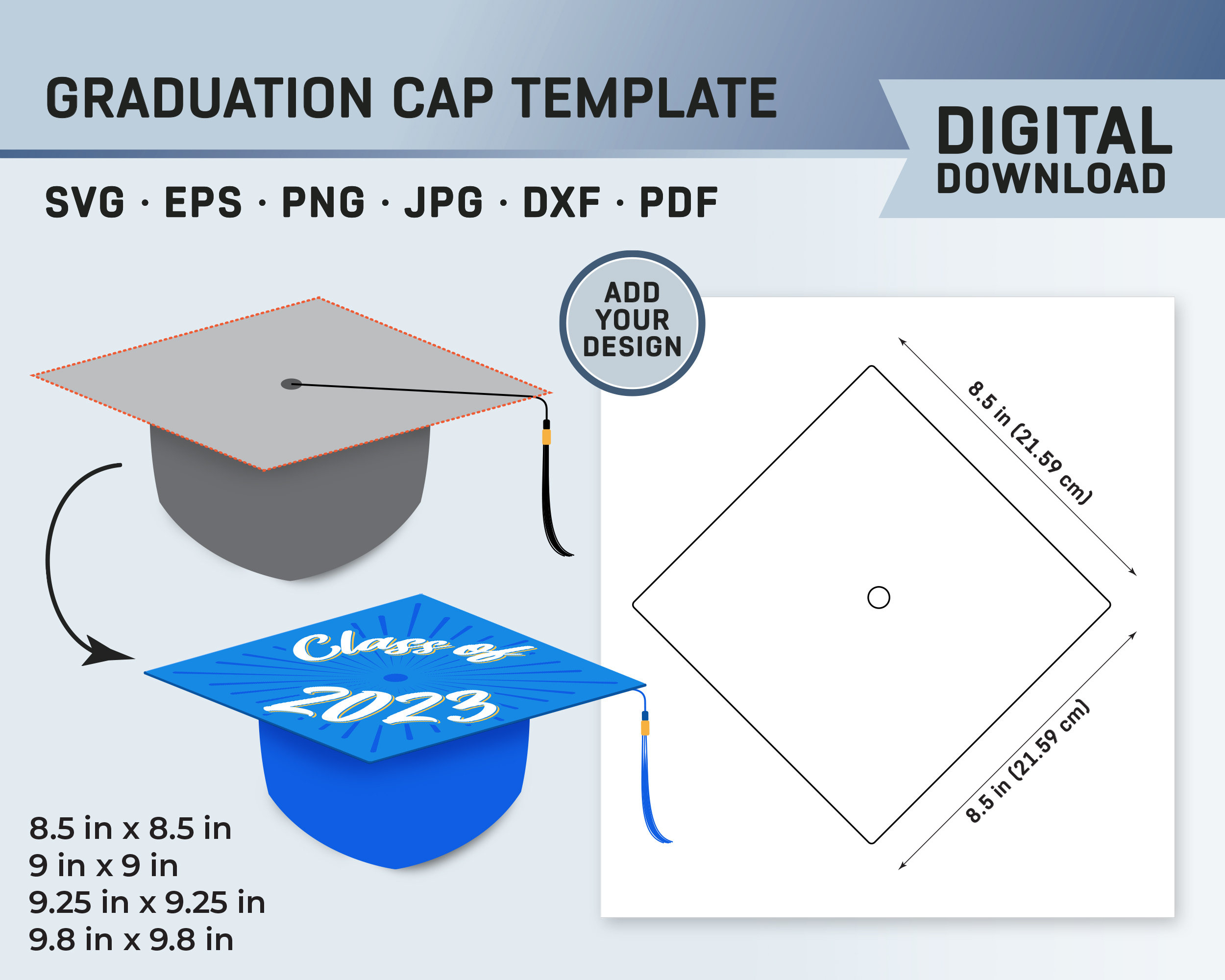 Graduation Cap Template, Graduation Hat Template, Graduate Cap in Printable Graduation Cap Top Template