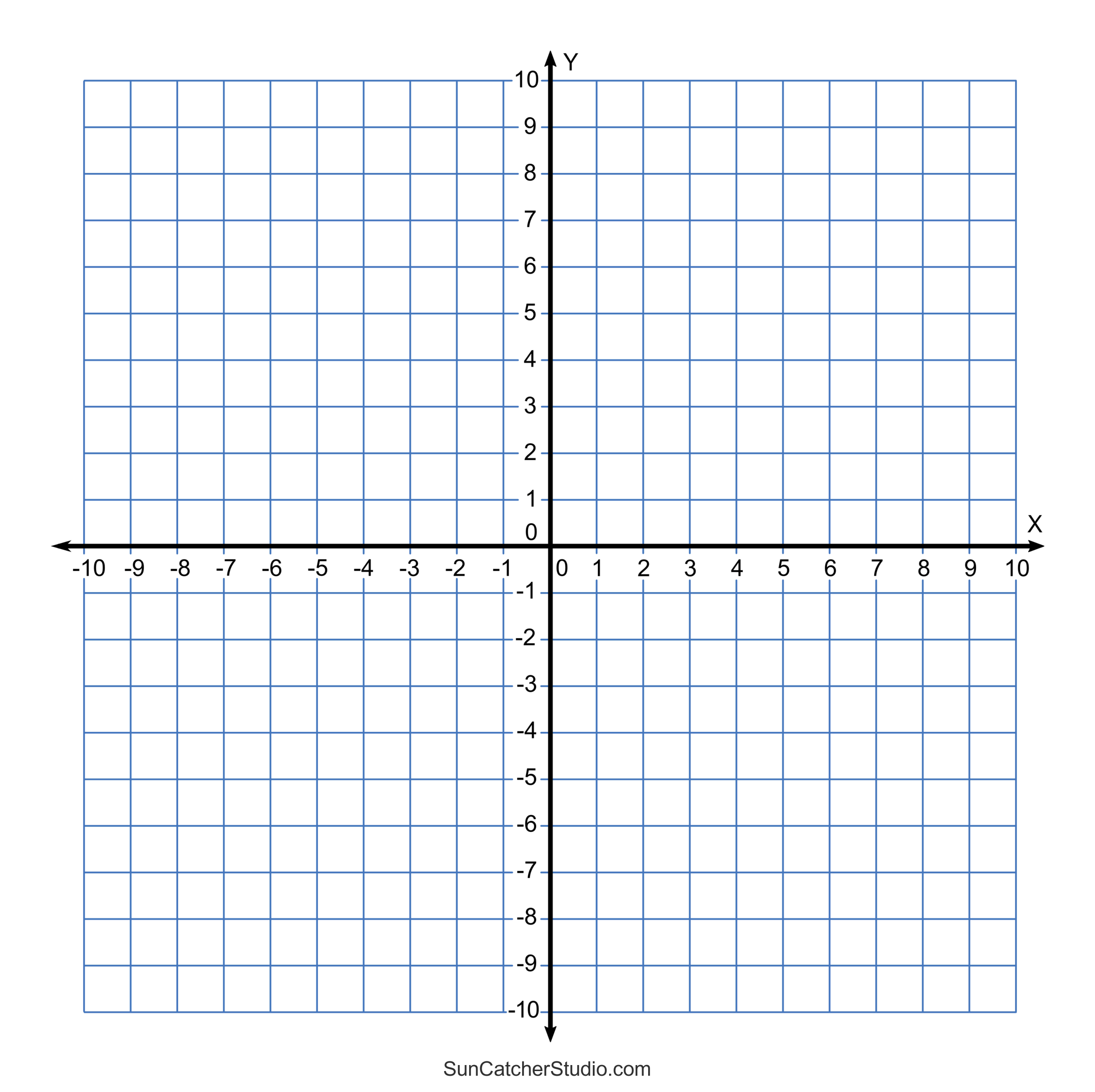 Grid Paper (Printable 4 Quadrant Coordinate Graph Paper Templates with Cartesian Plane Printable Graph Paper