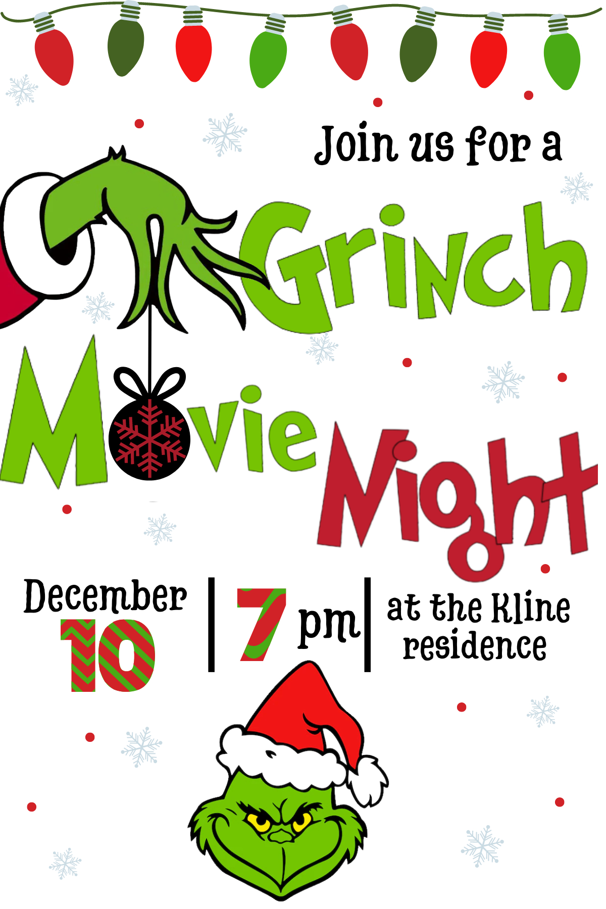 Grinch Movie Night Or Party Printables - Life As A Leo Wife regarding Free Printable Grinch Invitation Template