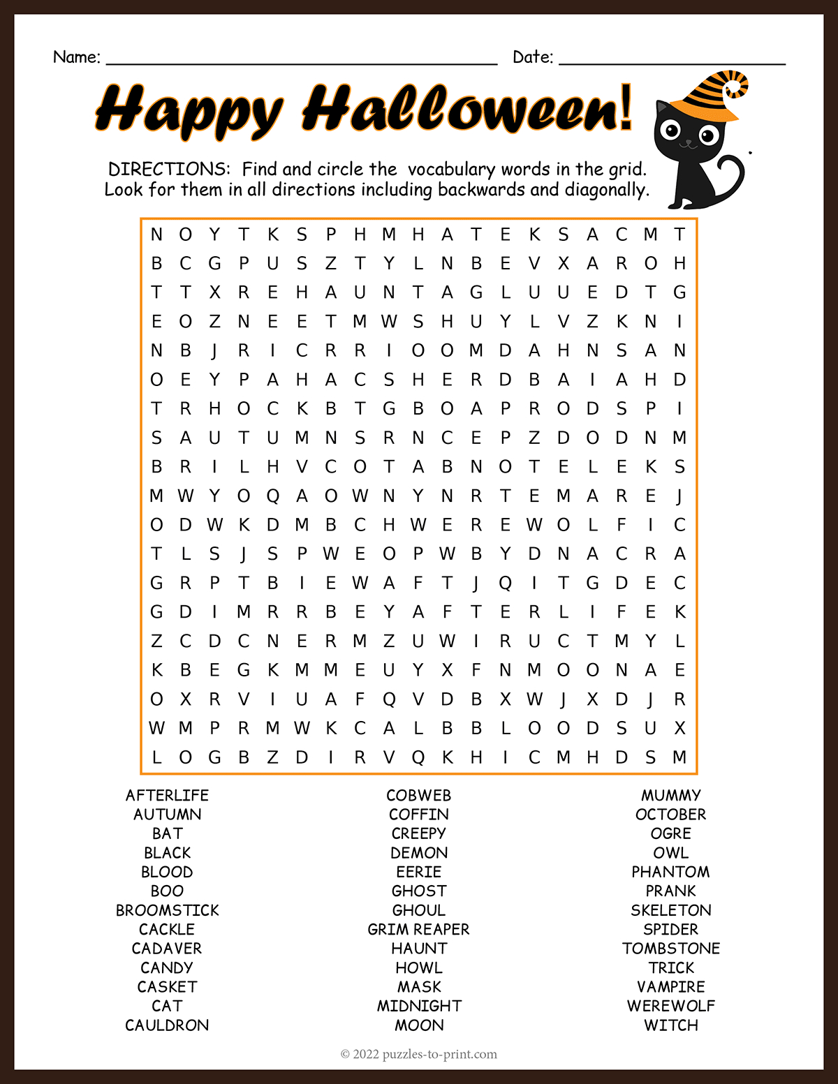 Halloween Word Search for Free Printable Halloween Word Search Puzzles