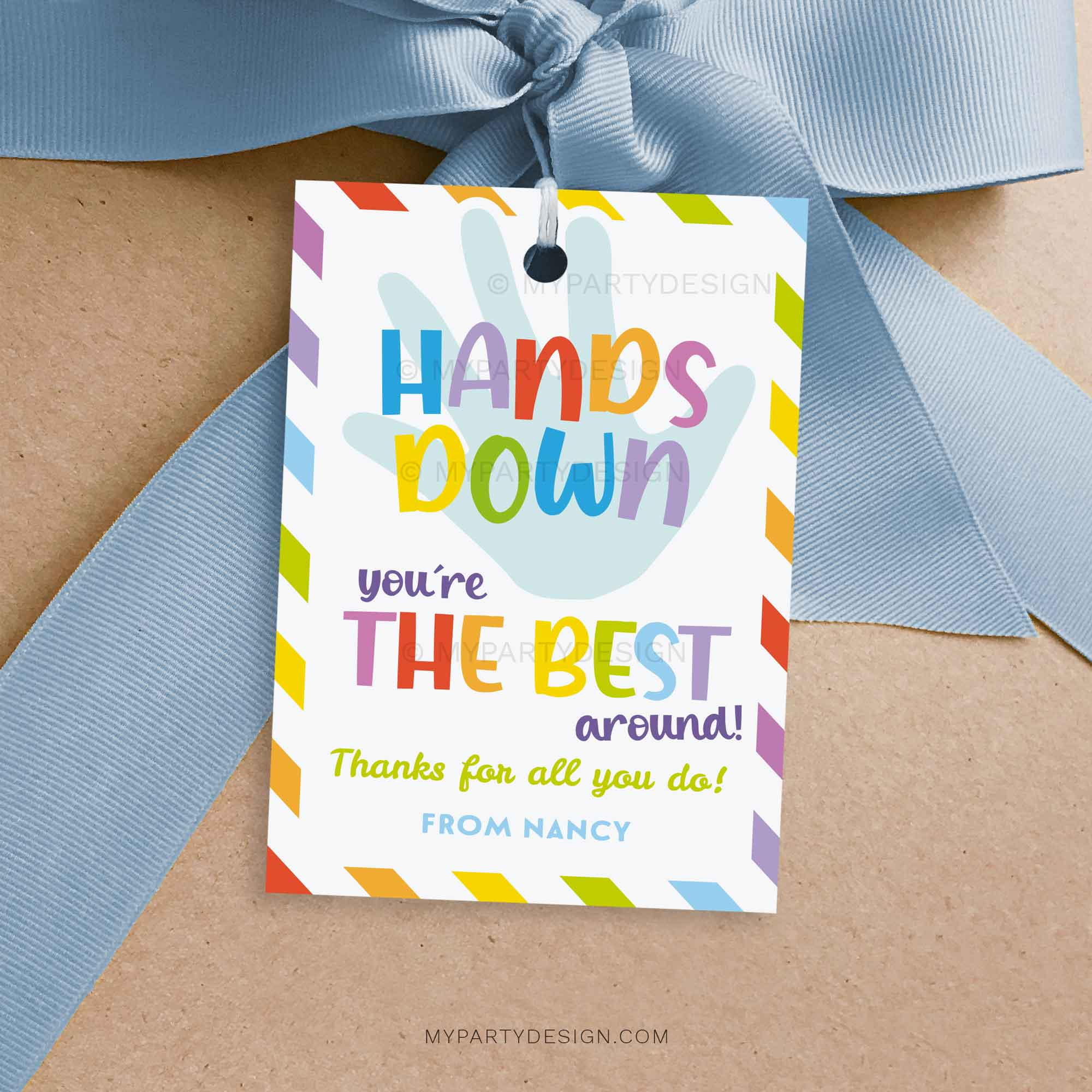 Hands Down Best Around Gift Tag, Printable Pdf - My Party Design in Hands Down You'Re The Best Around Free Printable