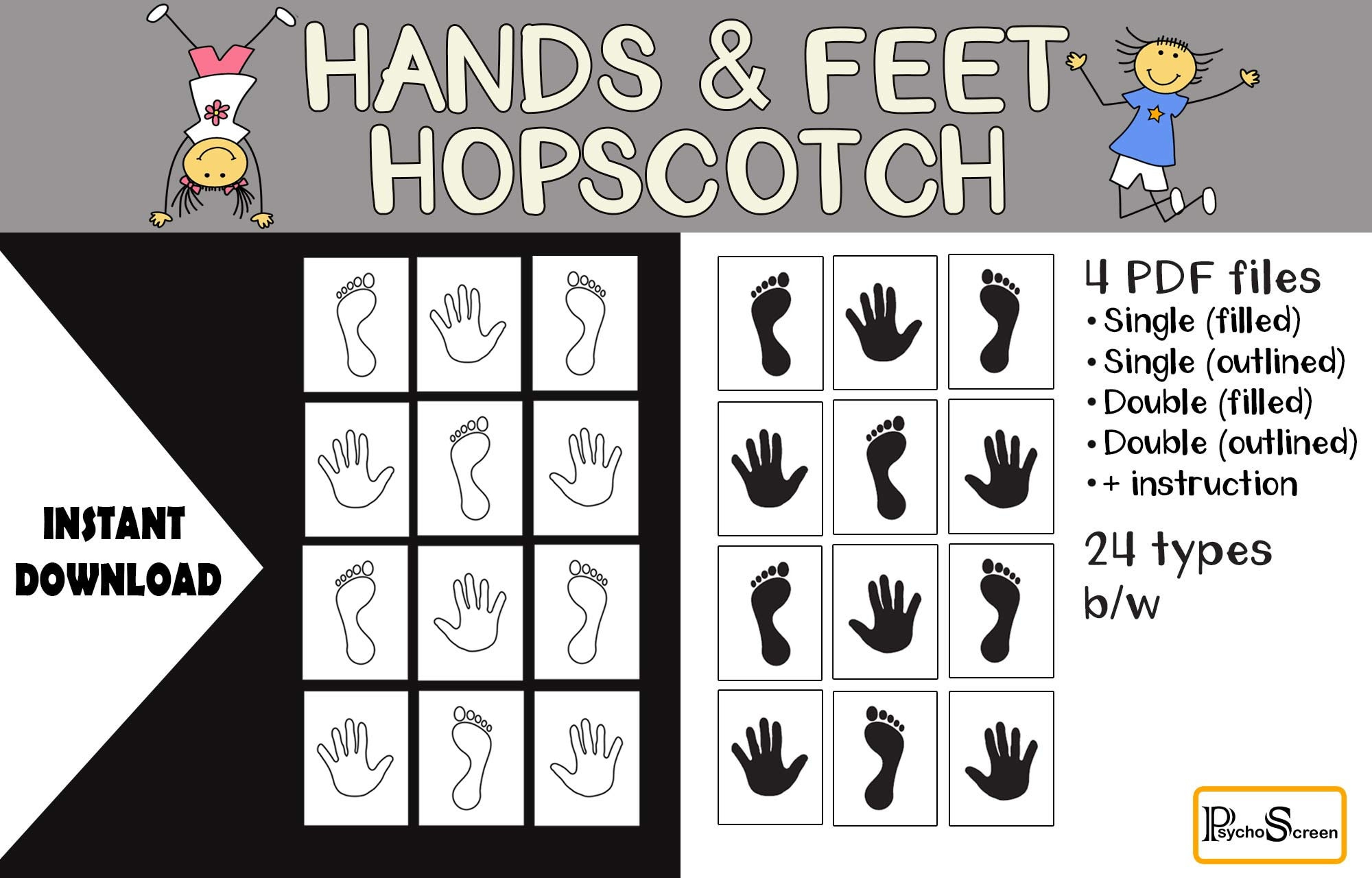 Hands & Feet Hopscotch: Kids Activity Game (Digital Download with Hopscotch Hands And Feet Printable