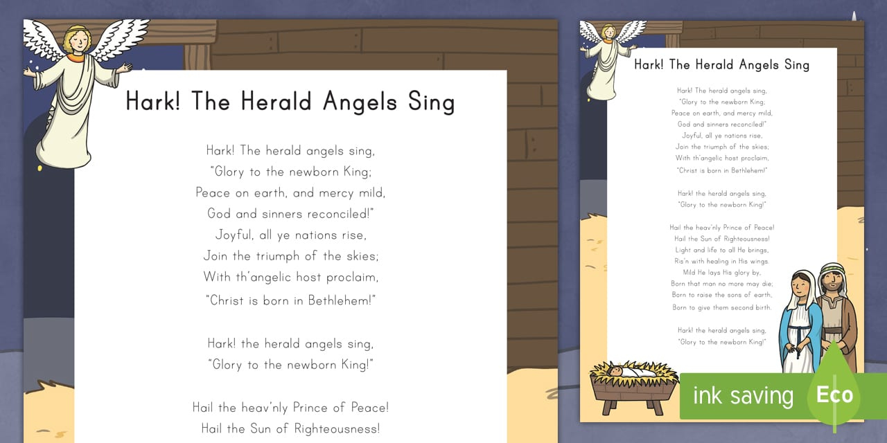 Hark! The Herald Angels Sing Christmas Carol | Twinkl in Hark The Herald Angels Lyrics Printable