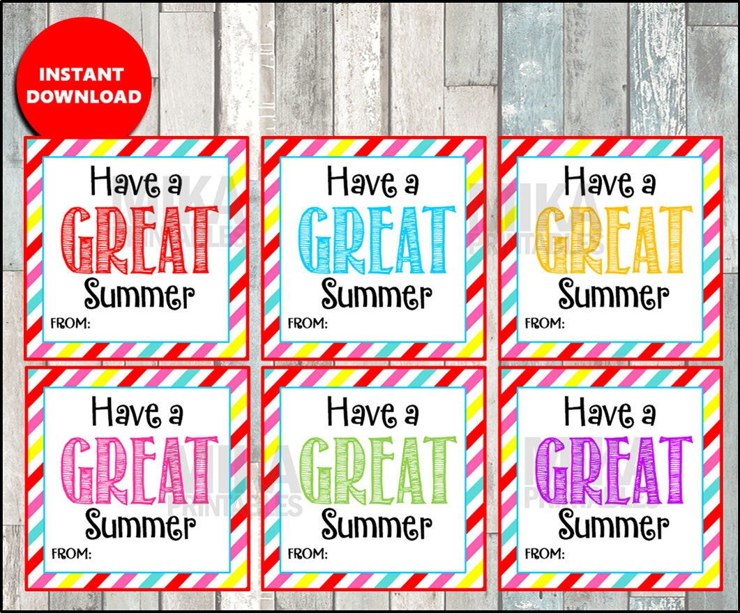 Have A Great Summer Gift Tag, End Of School, Summer Break, Teacher with regard to Have a Great Summer Tags Free Printable