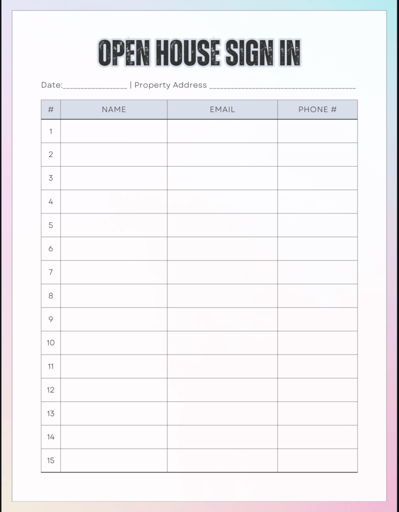 How To Create An Effective Open House Sign-In Sheet | Market Leader for Printable Open House Sign In Sheet