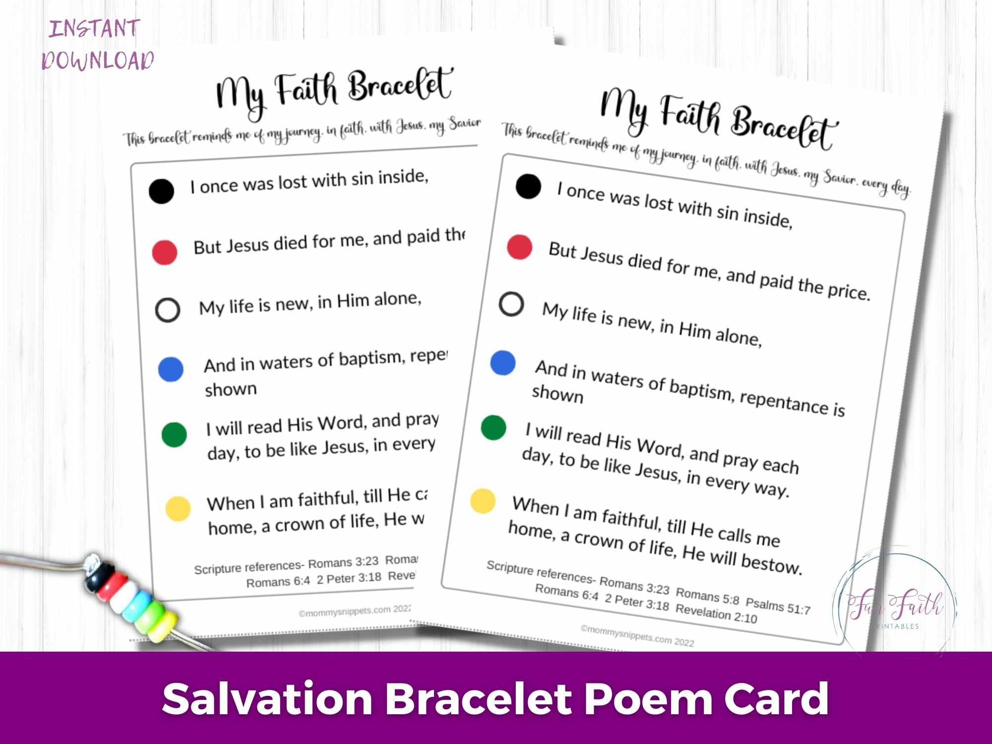 How To Make Faith Bracelets (+ A Salvation Bracelet Printable) throughout Free Printable Salvation Bracelet Cards