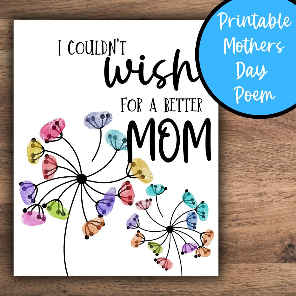 I Couldn'T Wish For A Better Mom Dandelion Fingerprint - Etsy inside I Couldn'T Wish For A Better Mom Printable