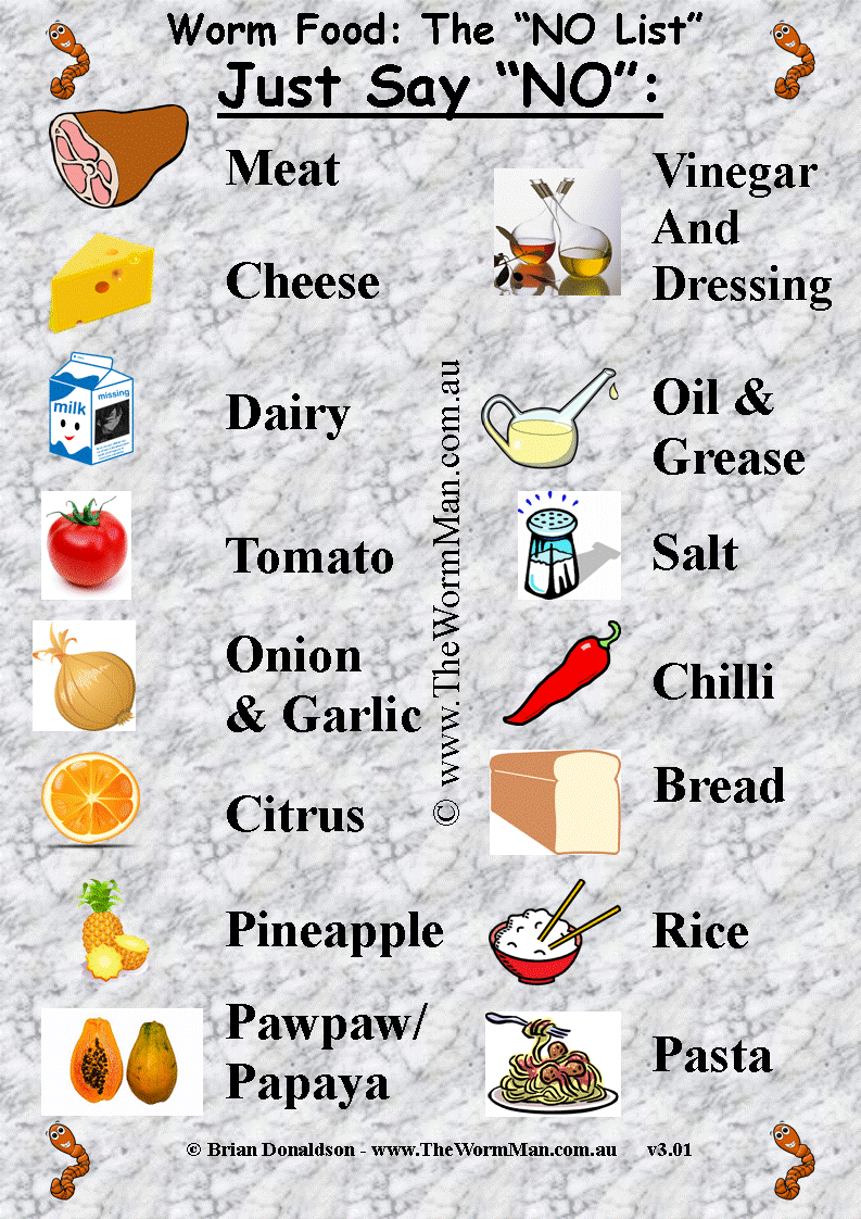 Instructions For – Putting Composting Worms In The Garden - Worms throughout Printable Worm Farm Food Chart