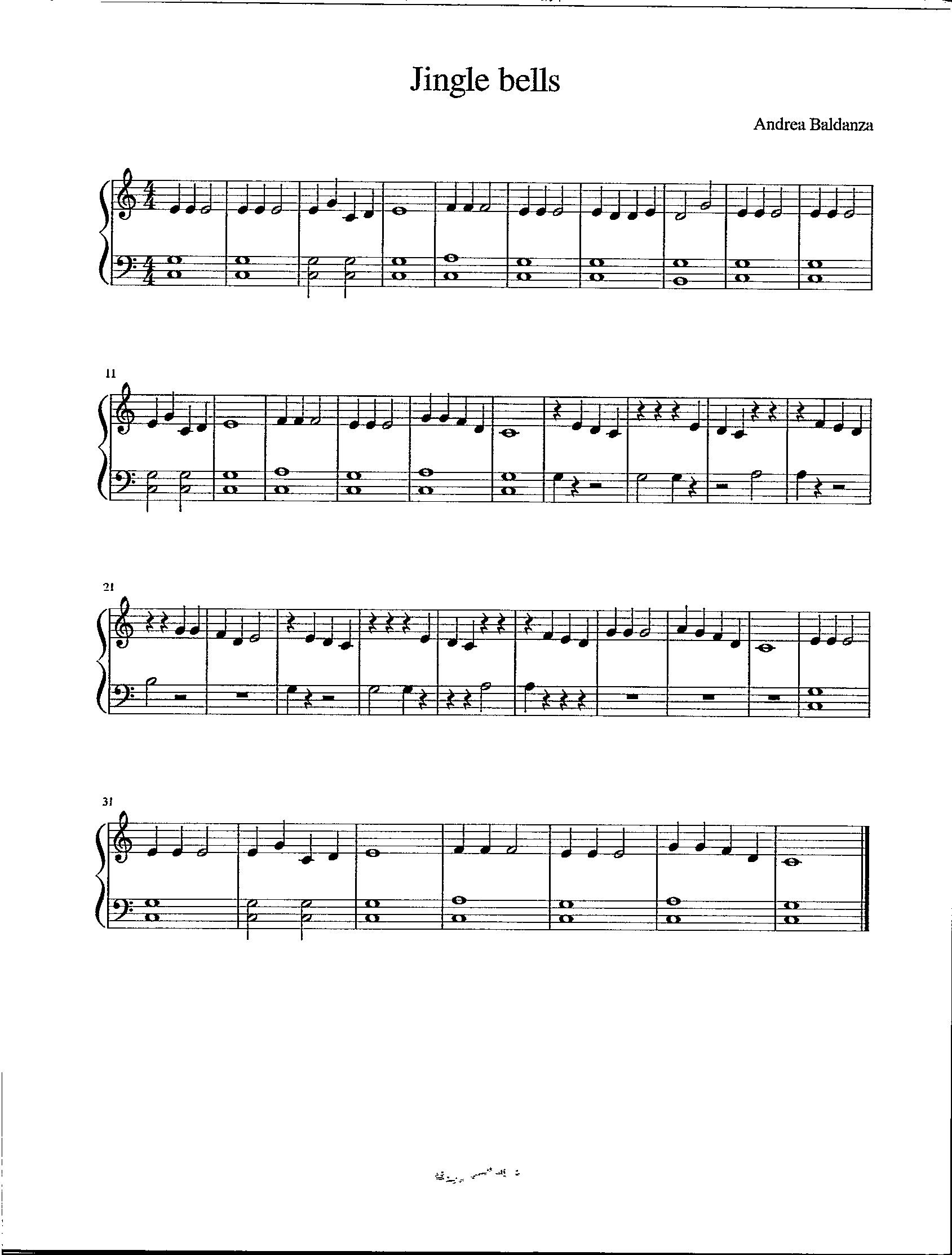 Jingle Bells - Easy Digital Download Piano Solo - Key Of C - Etsy for Jingle Bells Sheet Music Printable