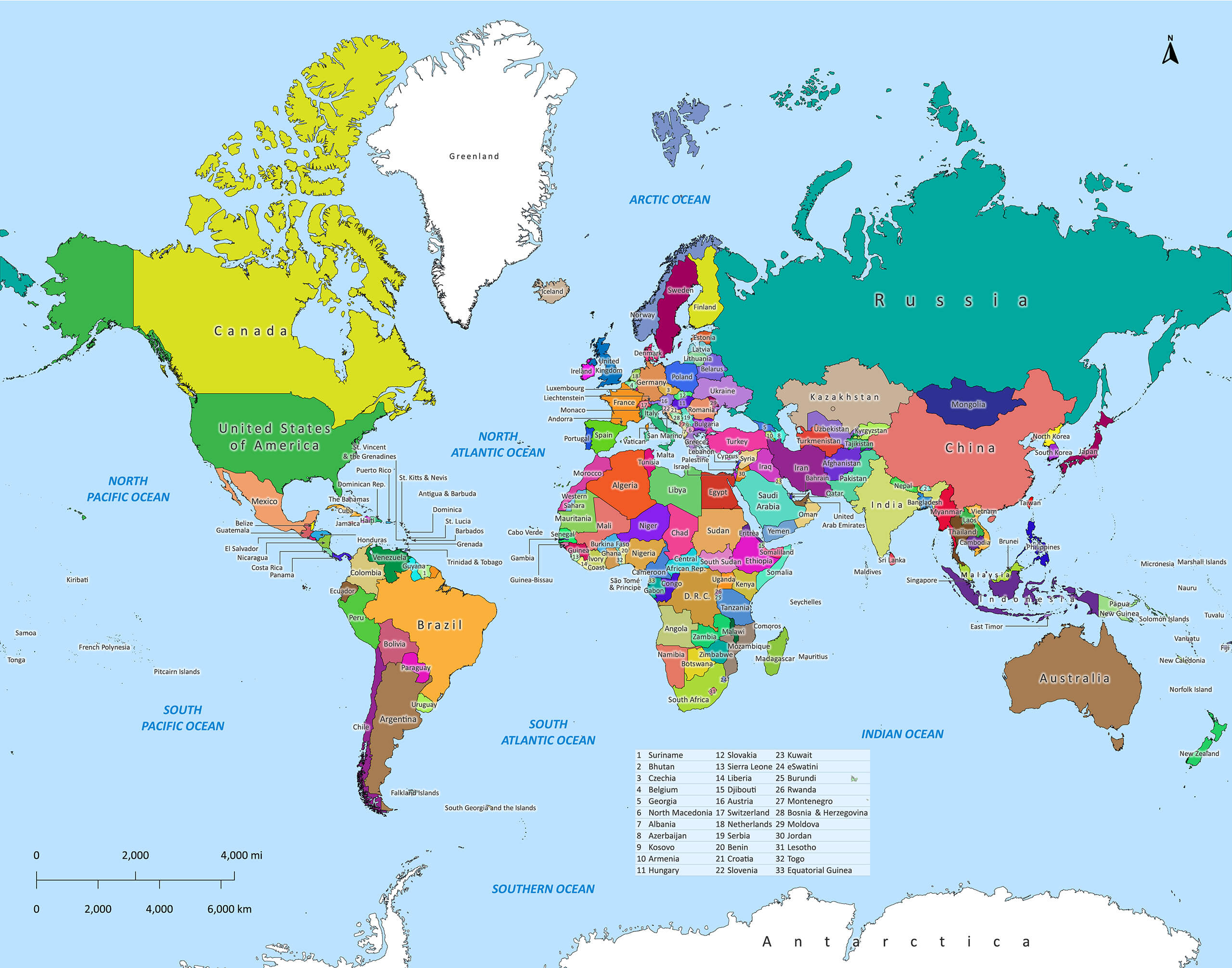 Labeled World Map | Labeled Maps for Printable Map of World Countries