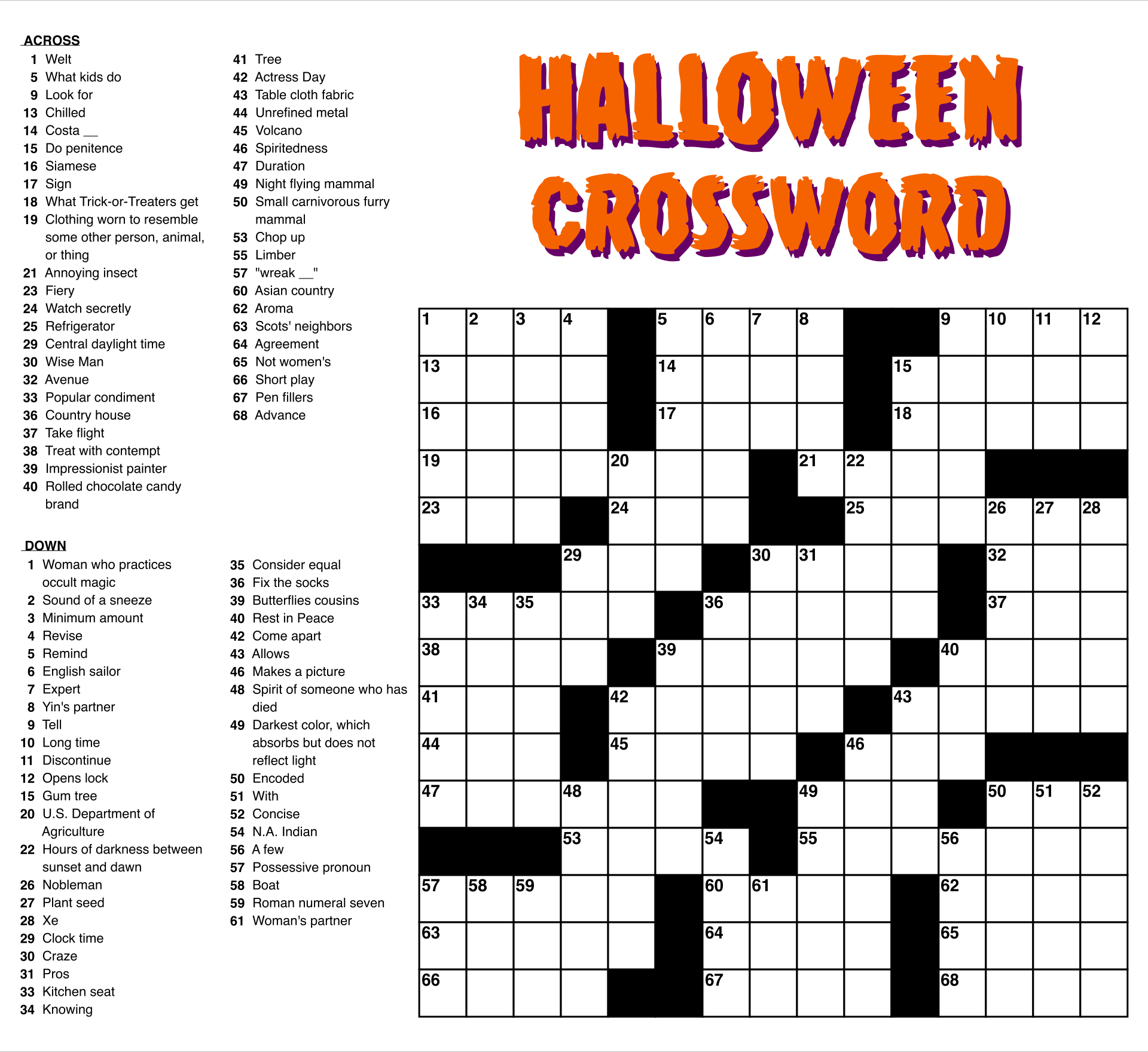Large Print Easy Crossword Puzzles - 10 Free Pdf Printables for Large Printable Crossword Puzzles Free