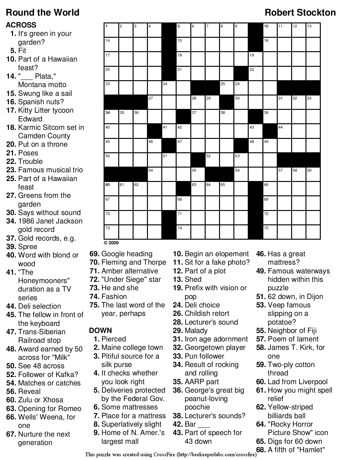 Large Print Easy Crossword Puzzles - 10 Free Pdf Printables inside Large Printable Crossword Puzzles Free