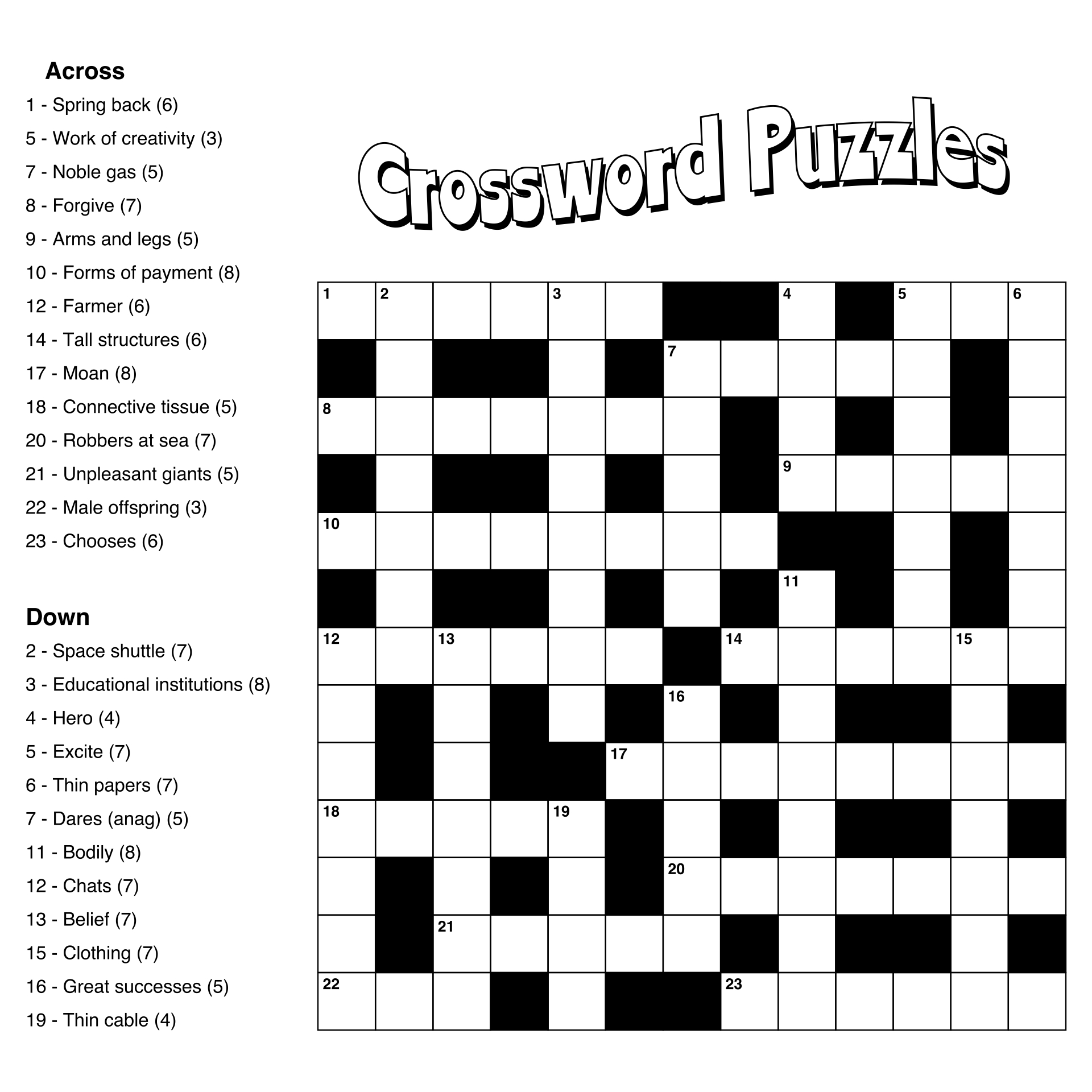 Large Print Easy Crossword Puzzles - 10 Free Pdf Printables regarding Easy Crossword Puzzles Printable Free
