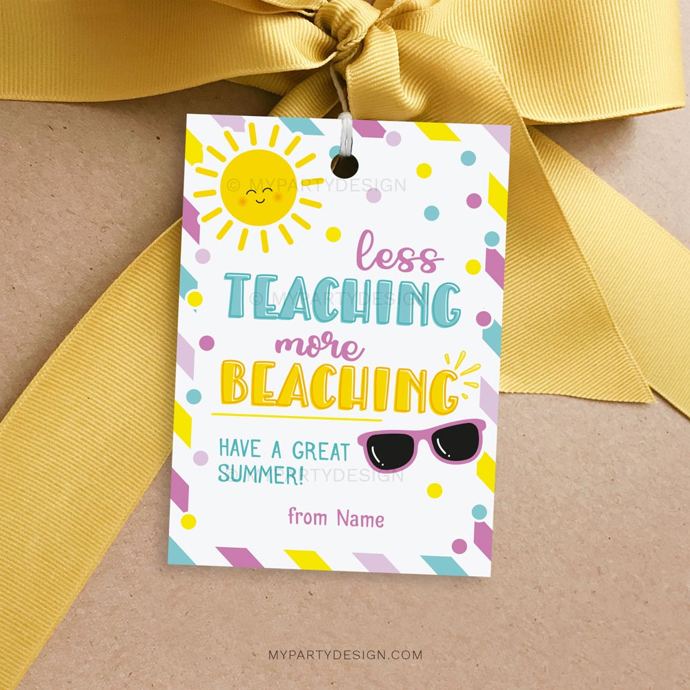 Less Teaching More Beaching Gift Tag Printable - My Party Design in Less Teaching More Beachin Printable