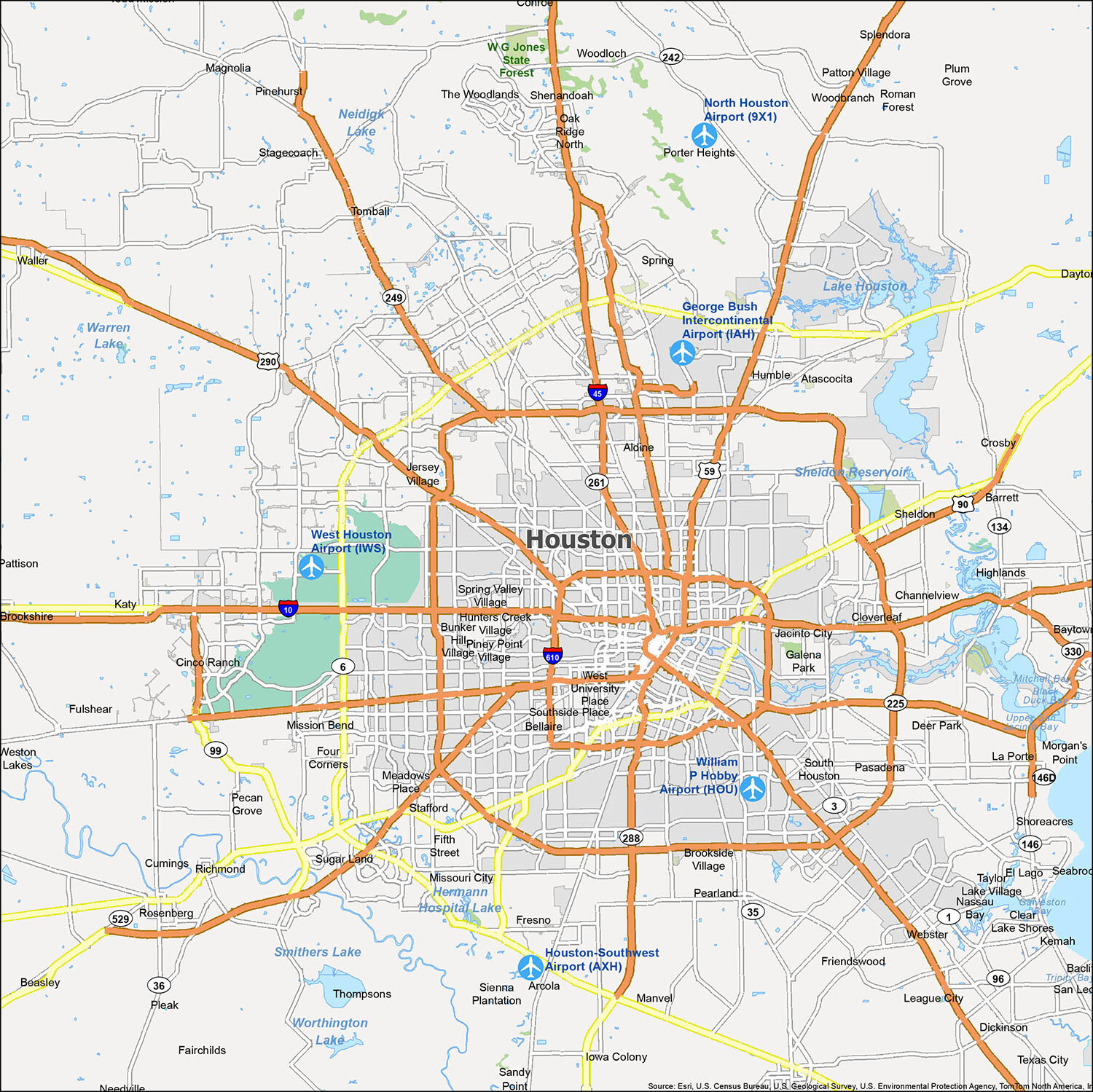 Map Of Houston, Texas - Gis Geography pertaining to Printable Map of Houston Tx