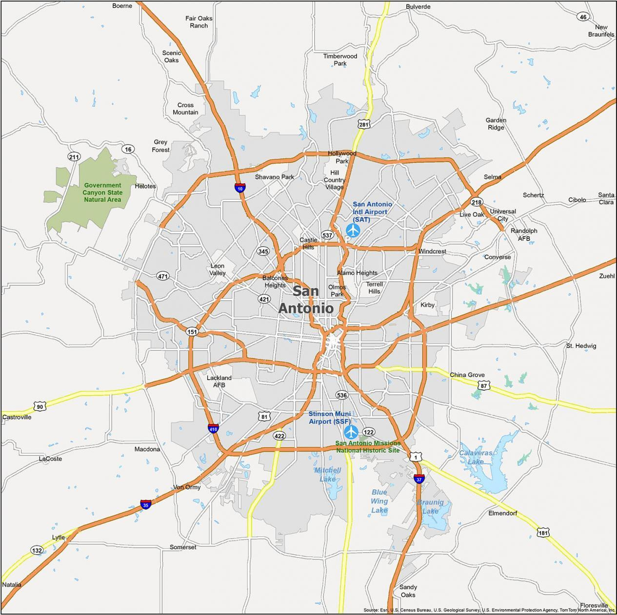 Map Of San Antonio, Texas - Gis Geography with Printable Map Of San Antonio Tx