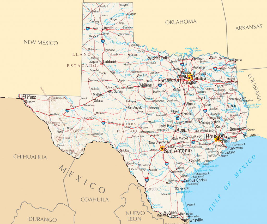 Map Of Texas Cities And Roads And Travel Information | Download throughout Printable State Of Texas Map