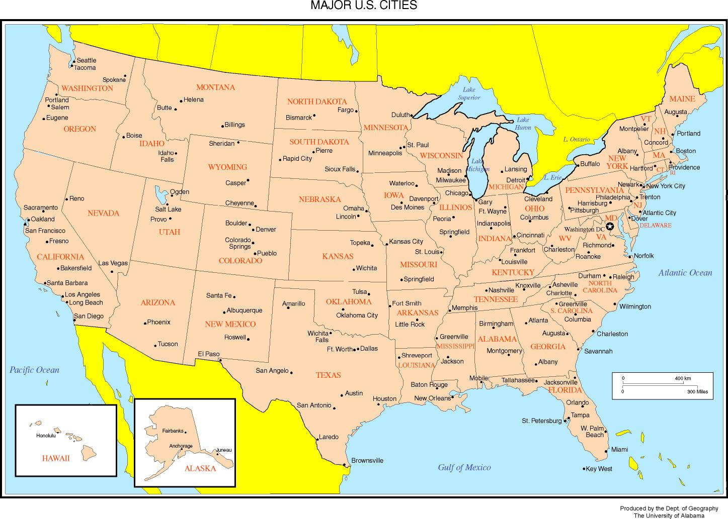 Maps Of The United States intended for Printable Map United States Major Cities