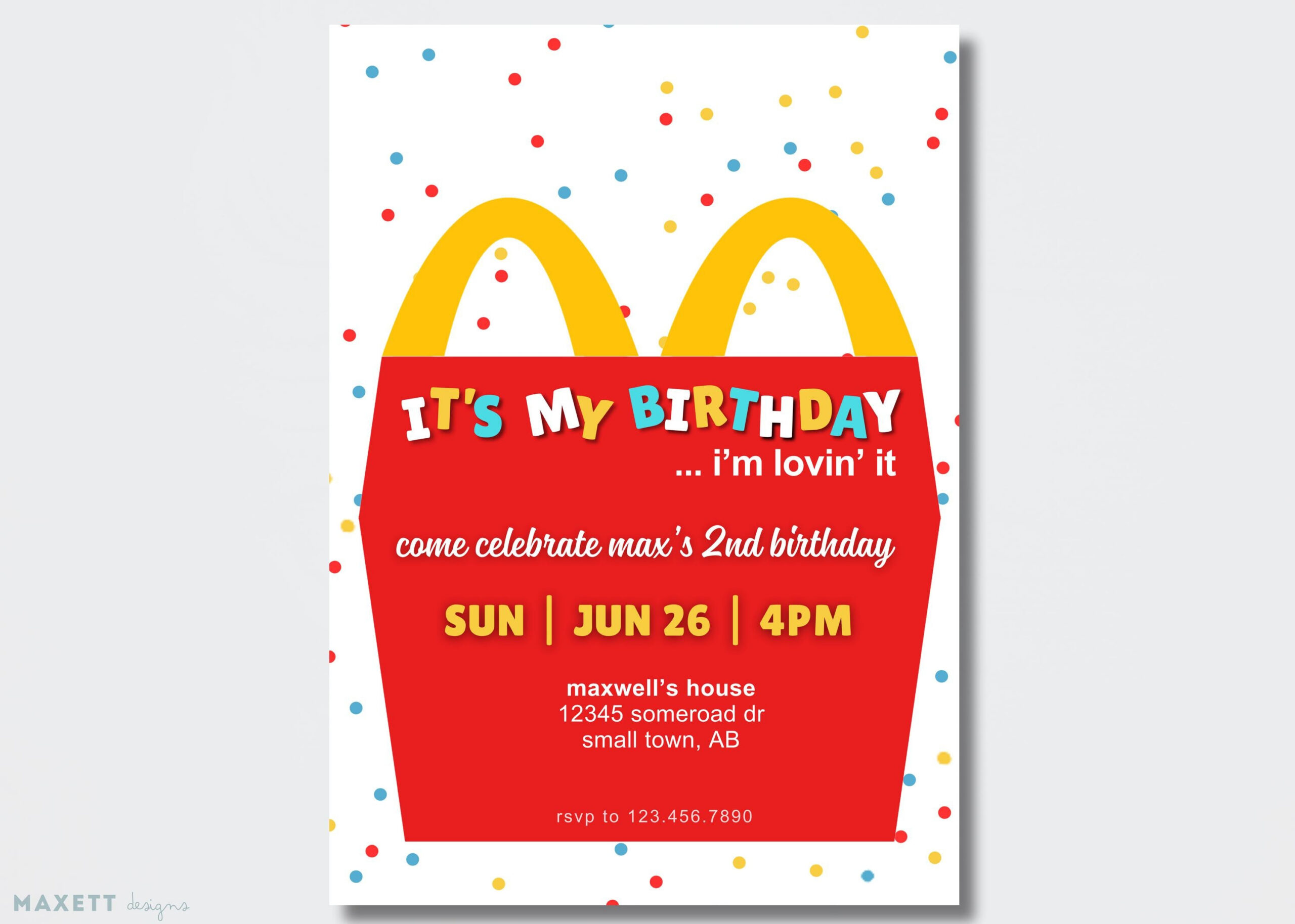 Mcdonald'S Birthday Invitation Template (Digital) - Etsy Australia within Printable Mcdonalds Party Invitation Template