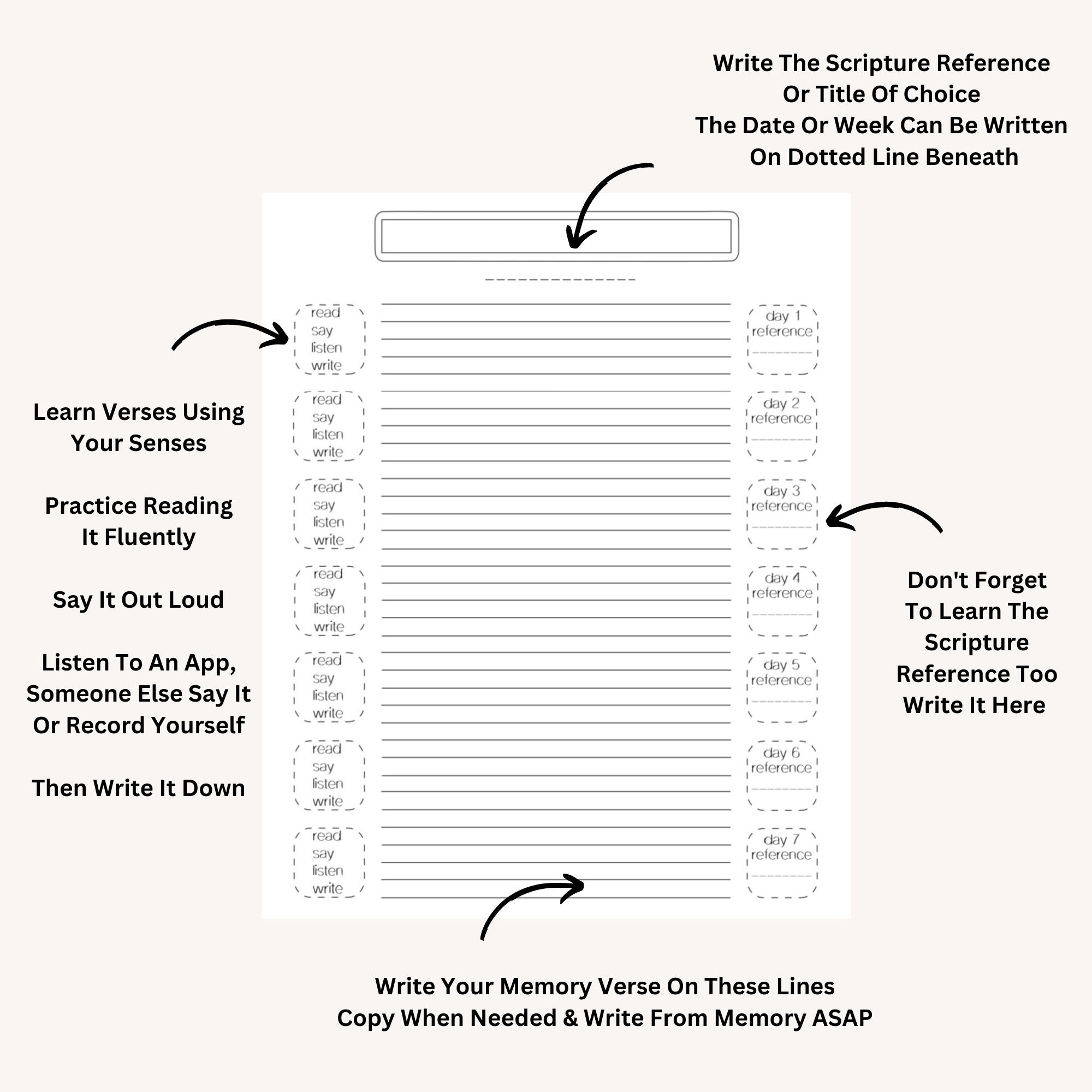Memory Verse Printable: Bible Study Worksheet (Pdf Download) - Etsy with regard to Printable Bible Study For Inmates