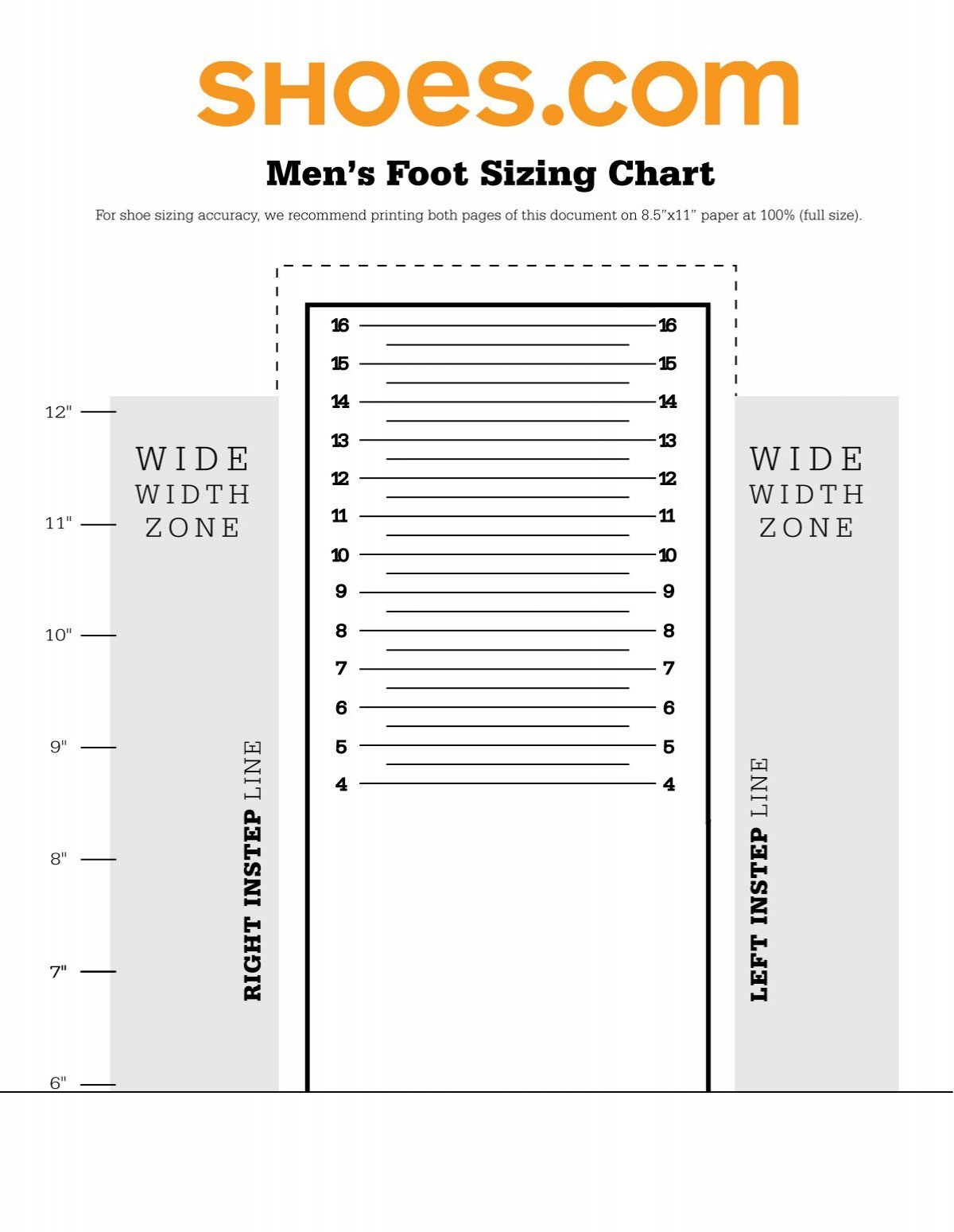 Men'S Foot Sizing Chart within Printable Foot Size Chart Mens