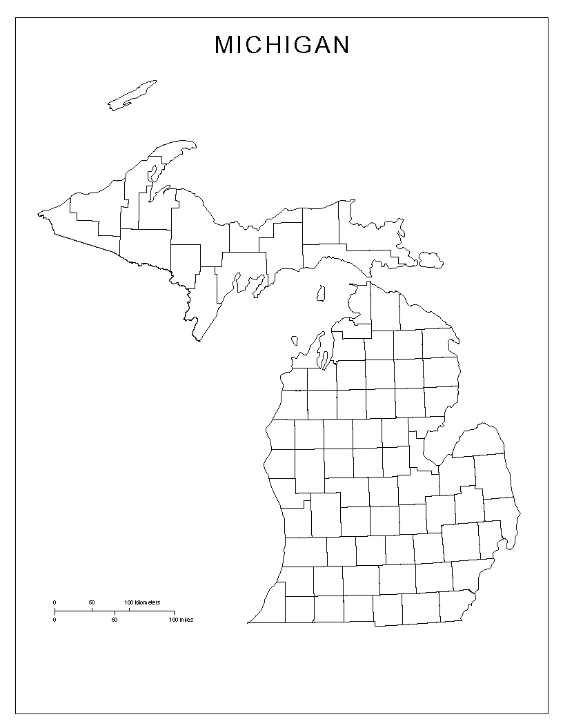 Michigan Blank Map within Printable County Map Of Michigan