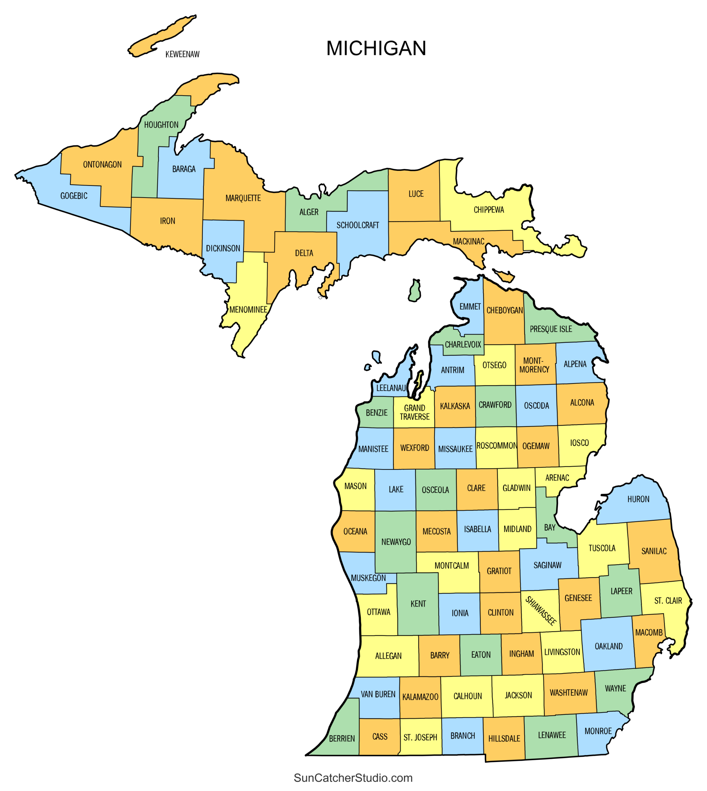 Michigan County Map (Printable State Map With County Lines) – Free regarding Printable County Map of Michigan