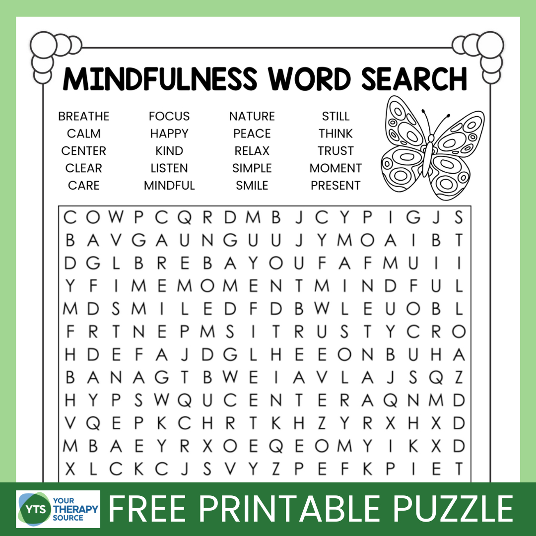 Mindfulness Word Search Puzzle Free Printable - Your Therapy Source pertaining to Printable Word Search Puzzles For Seniors
