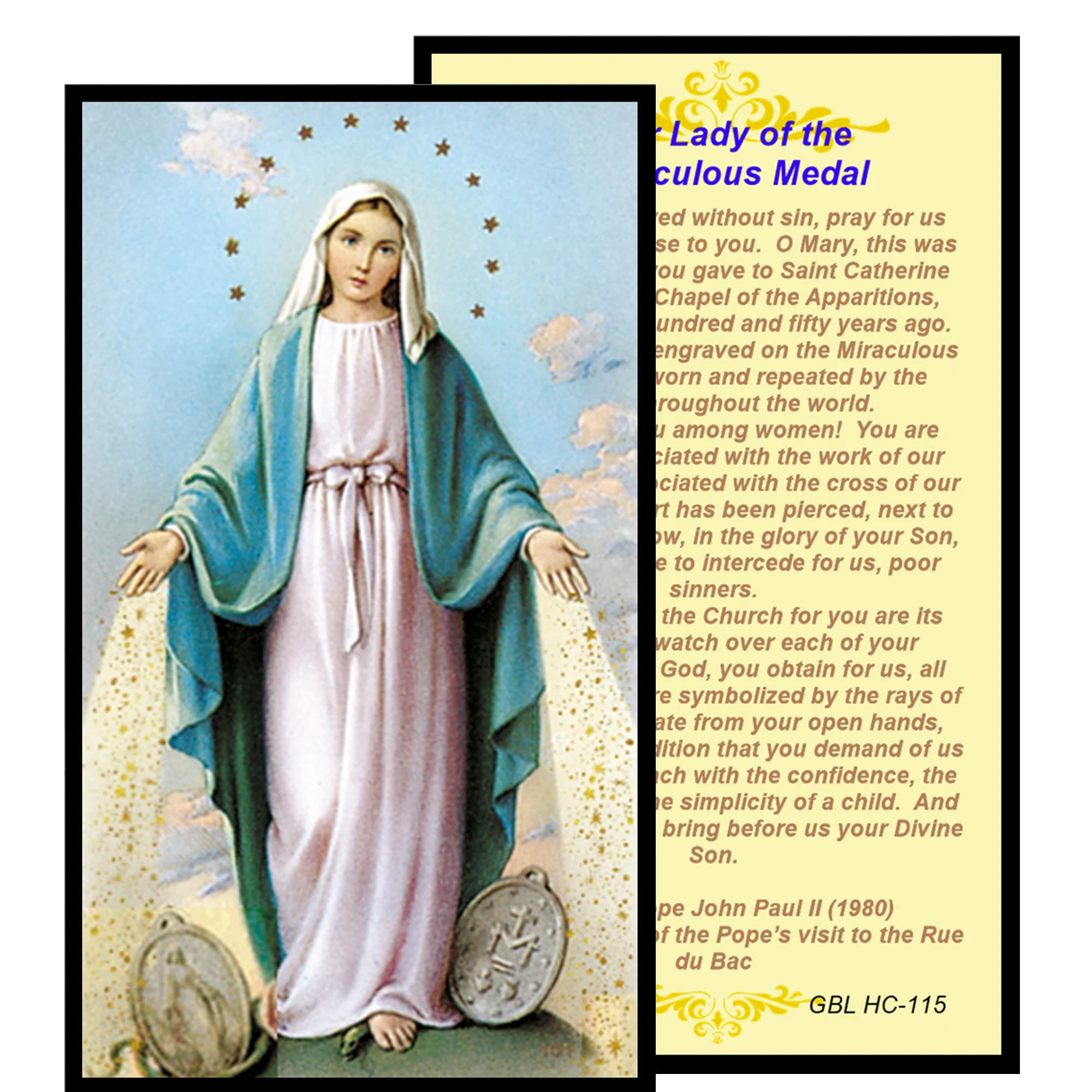 Miraculous Medal Prayer Card Printable - Printable Party Favors intended for Miraculous Medal Prayer Card Printable