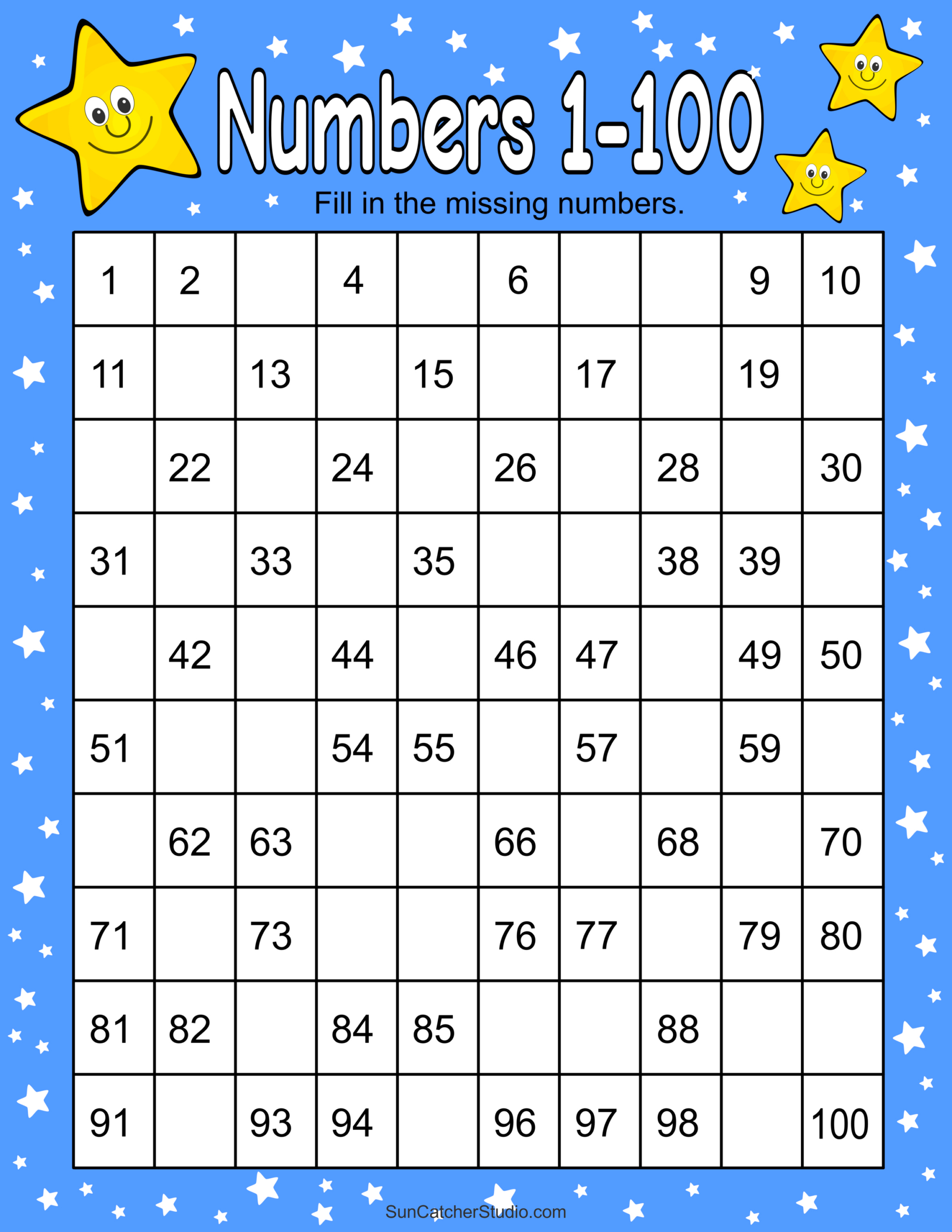 Missing Numbers Worksheets (Fill In The Missing Numbers) – Free within Numbers 1 To 100 Printable Worksheets
