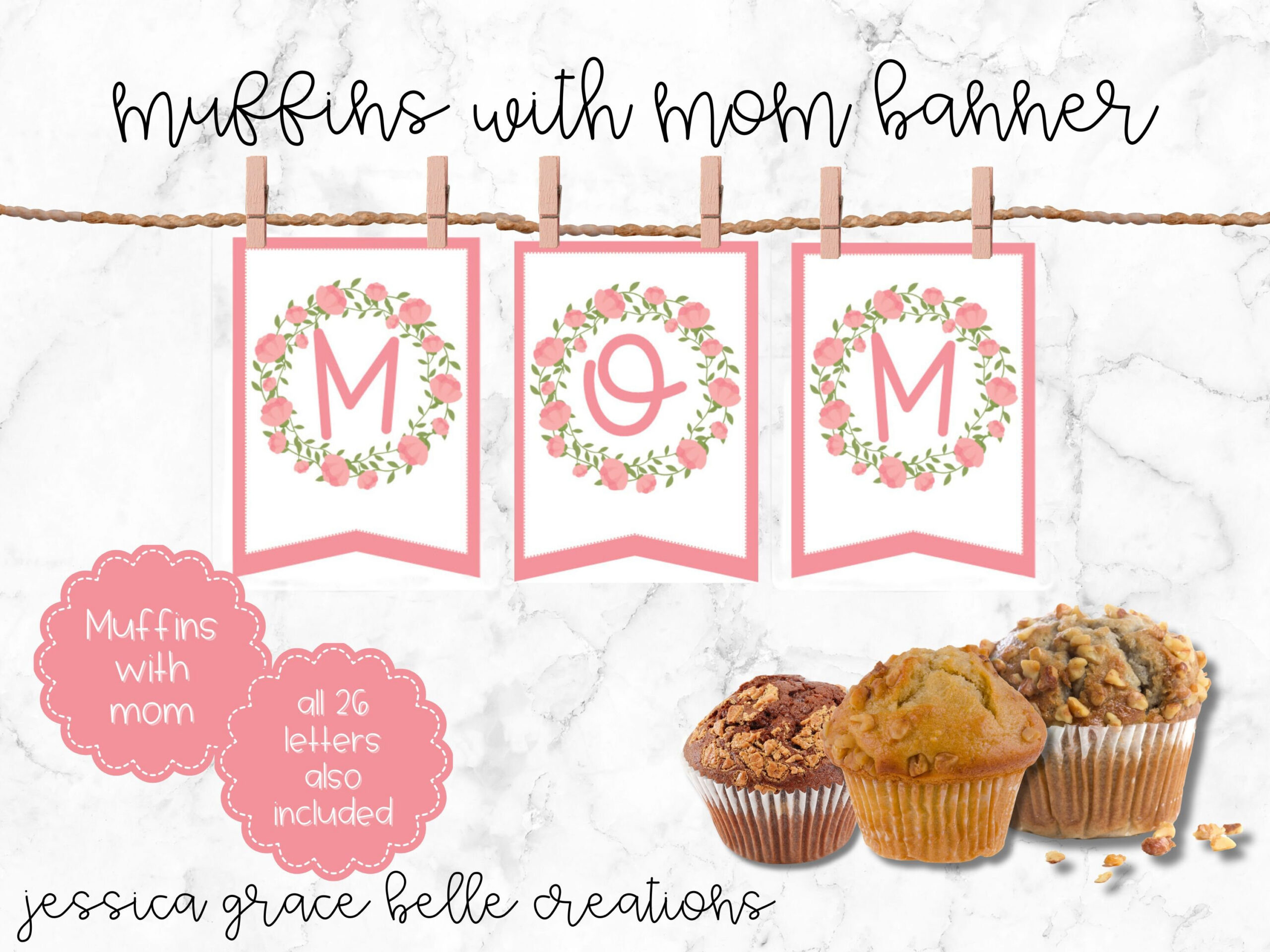 Muffins Mit Mom Printable Banner - Etsy.de throughout Muffins with Mom Free Printable