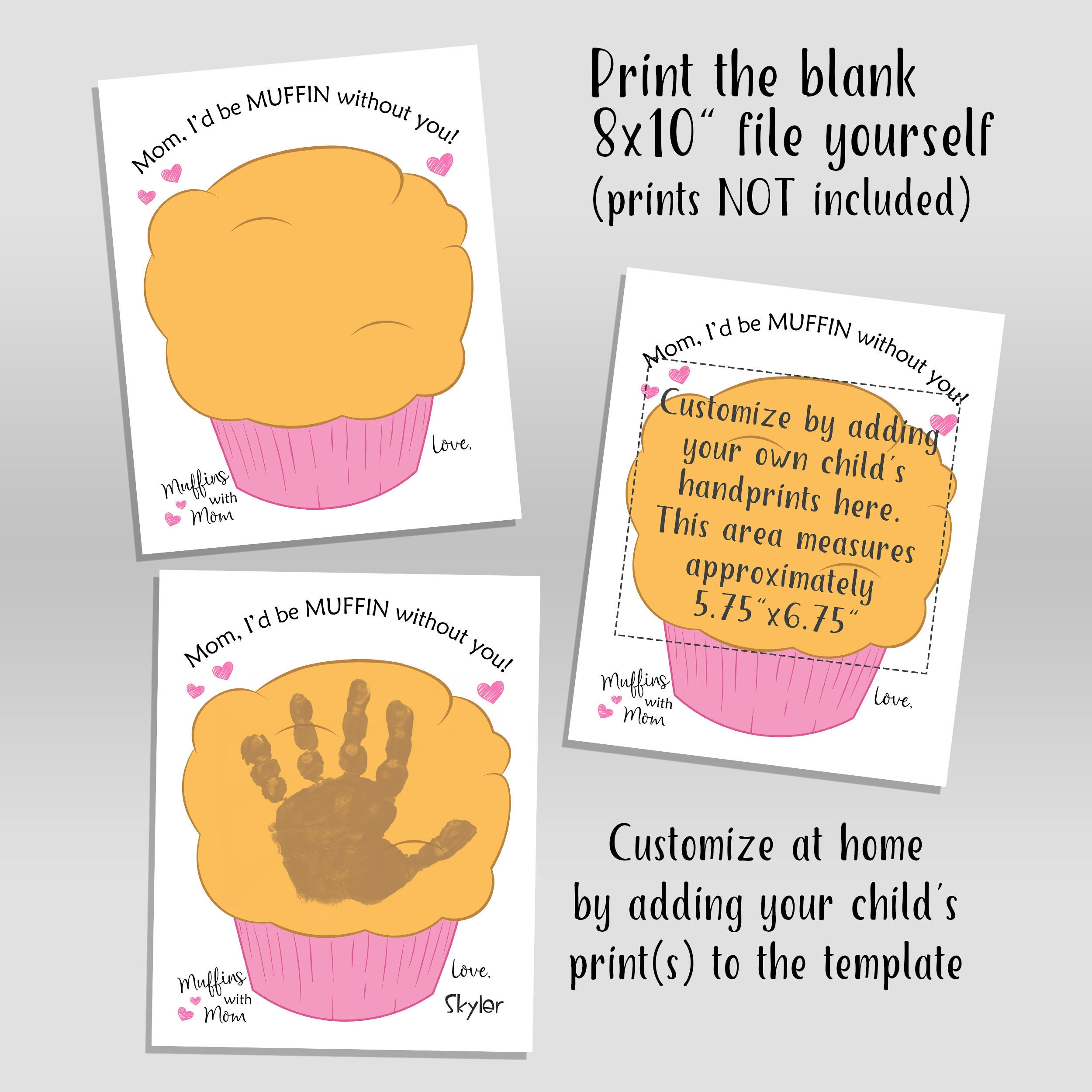 Muffins With Mom Printable, Handprint Art For Mom, Mothers Day with Muffins With Mom Free Printable