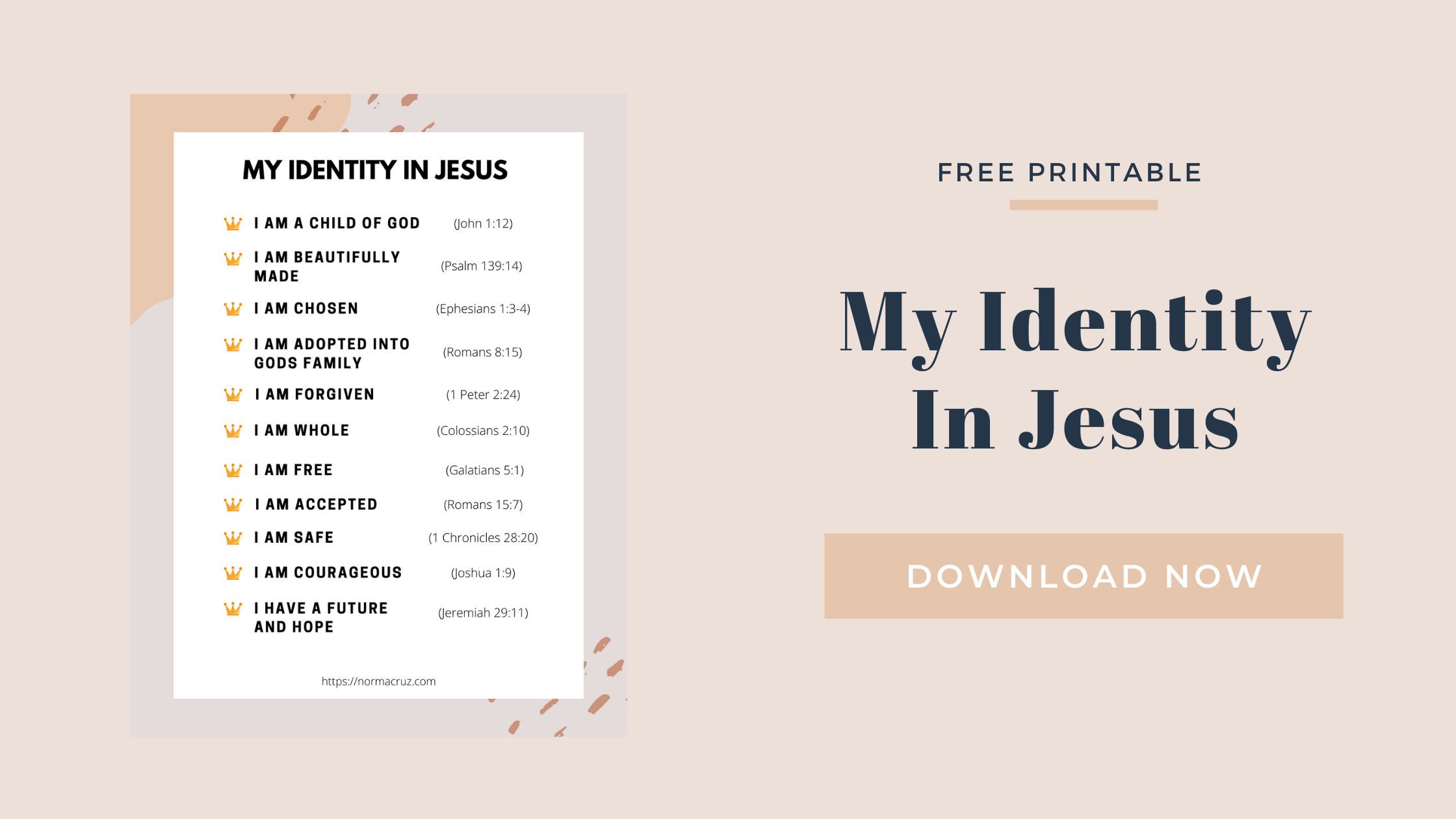 My Identity In Jesus Free Printable – Norma Cruz regarding My Identity In Christ Free Printable