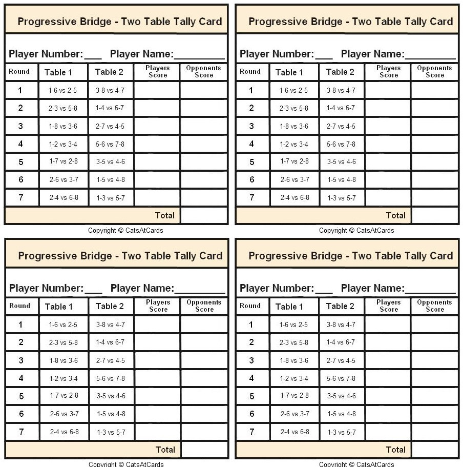 Mystery Hand Memory Sheet - Print inside 2 Table Bridge Tallies Printable