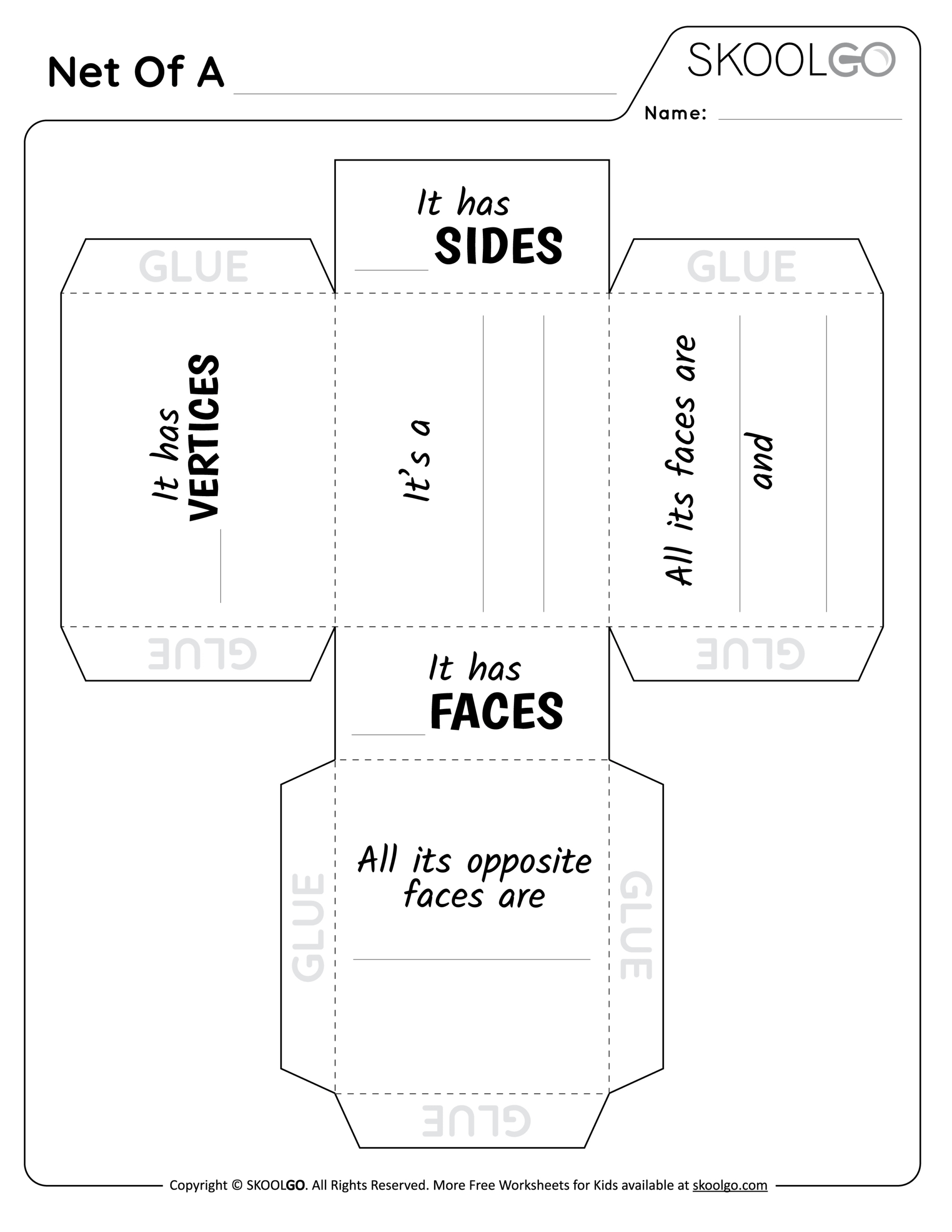 Net Of A Rectangular Prism - Free Worksheet - Skoolgo inside Net For Rectangular Prism Printable