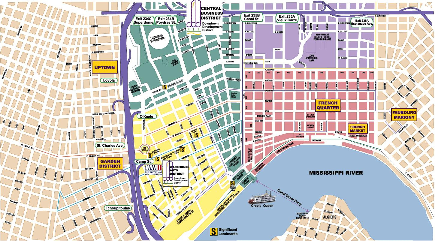 New Orleans Area Maps | On The Town throughout Printable Map Of New Orleans French Quarter