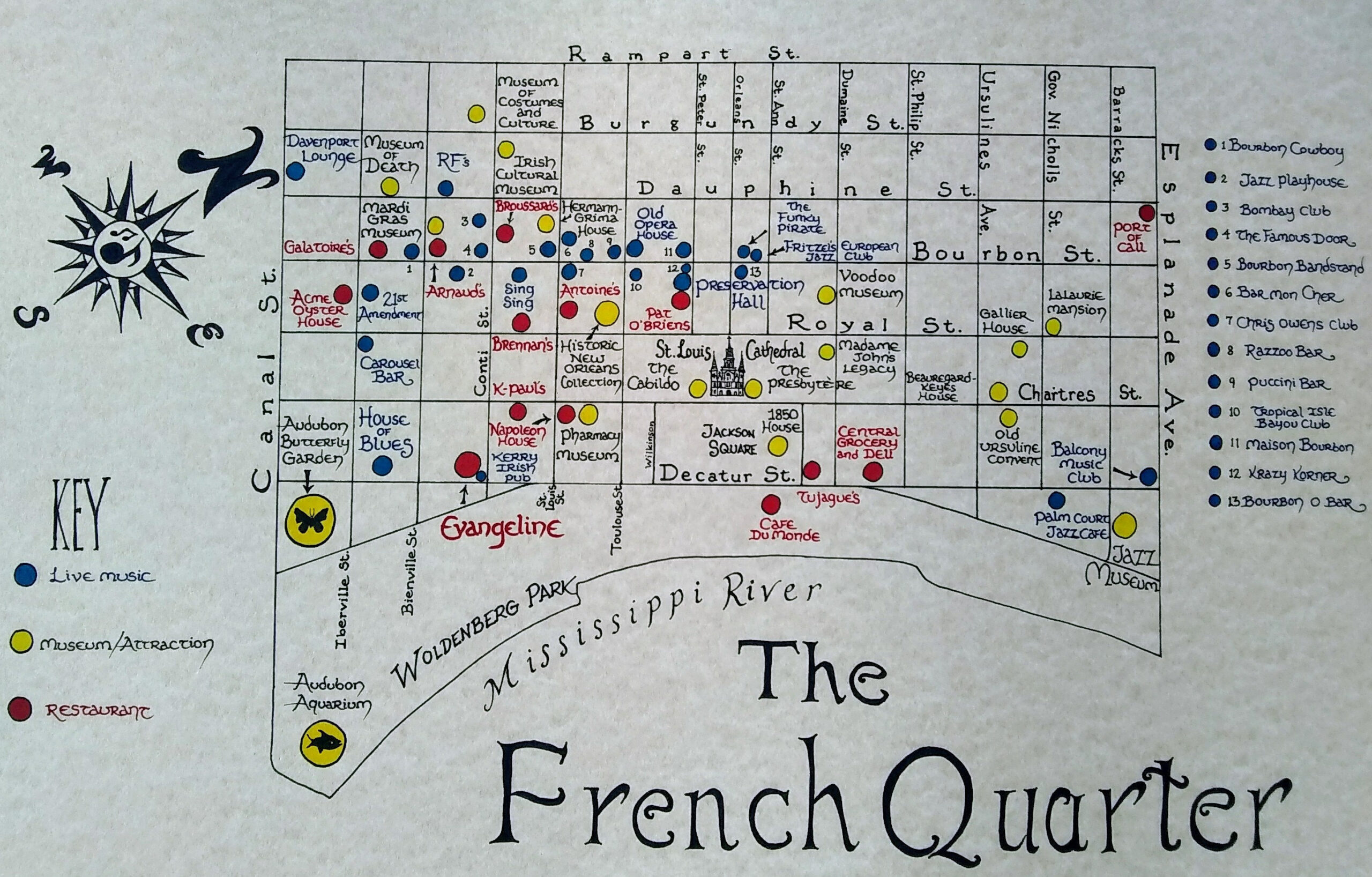 New Orleans French Quarter Map for Printable Map Of French Quarter New Orleans