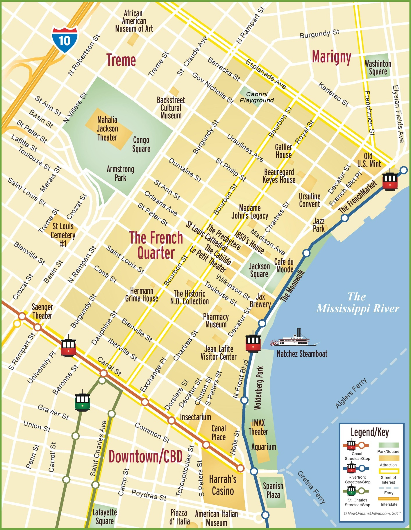 New Orleans French Quarter Map - Ontheworldmap pertaining to Printable Map Of French Quarter New Orleans