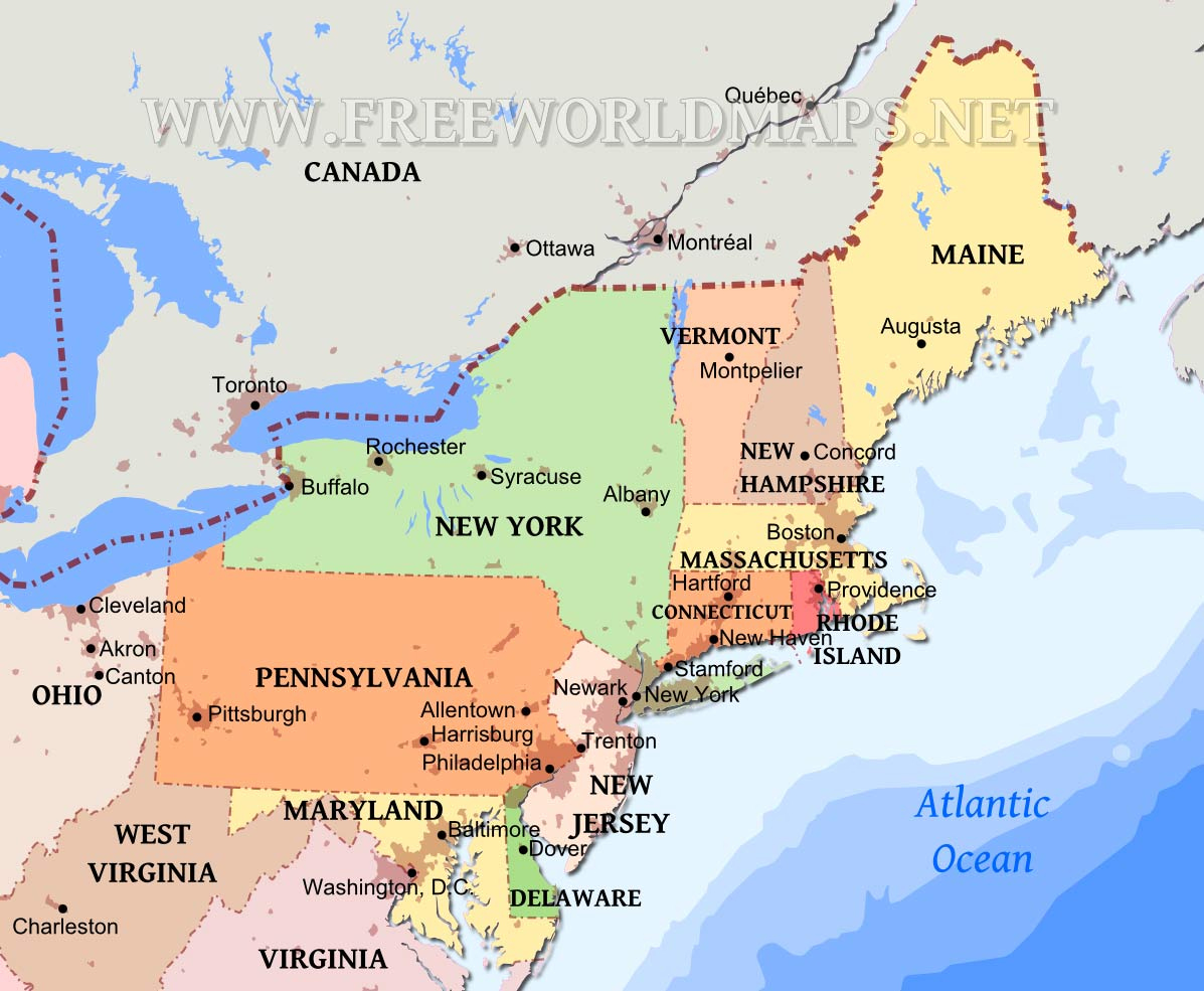 Northeastern Us Maps throughout Printable Map Of The Northeast States